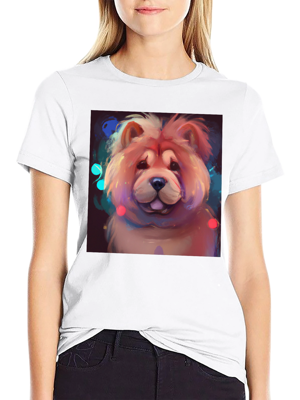Cartoon Chow Chow Dog Graphic T-Shirt
