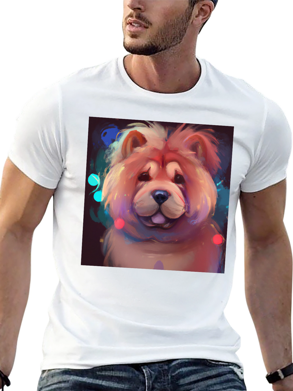Cartoon Chow Chow Dog Graphic T-Shirt