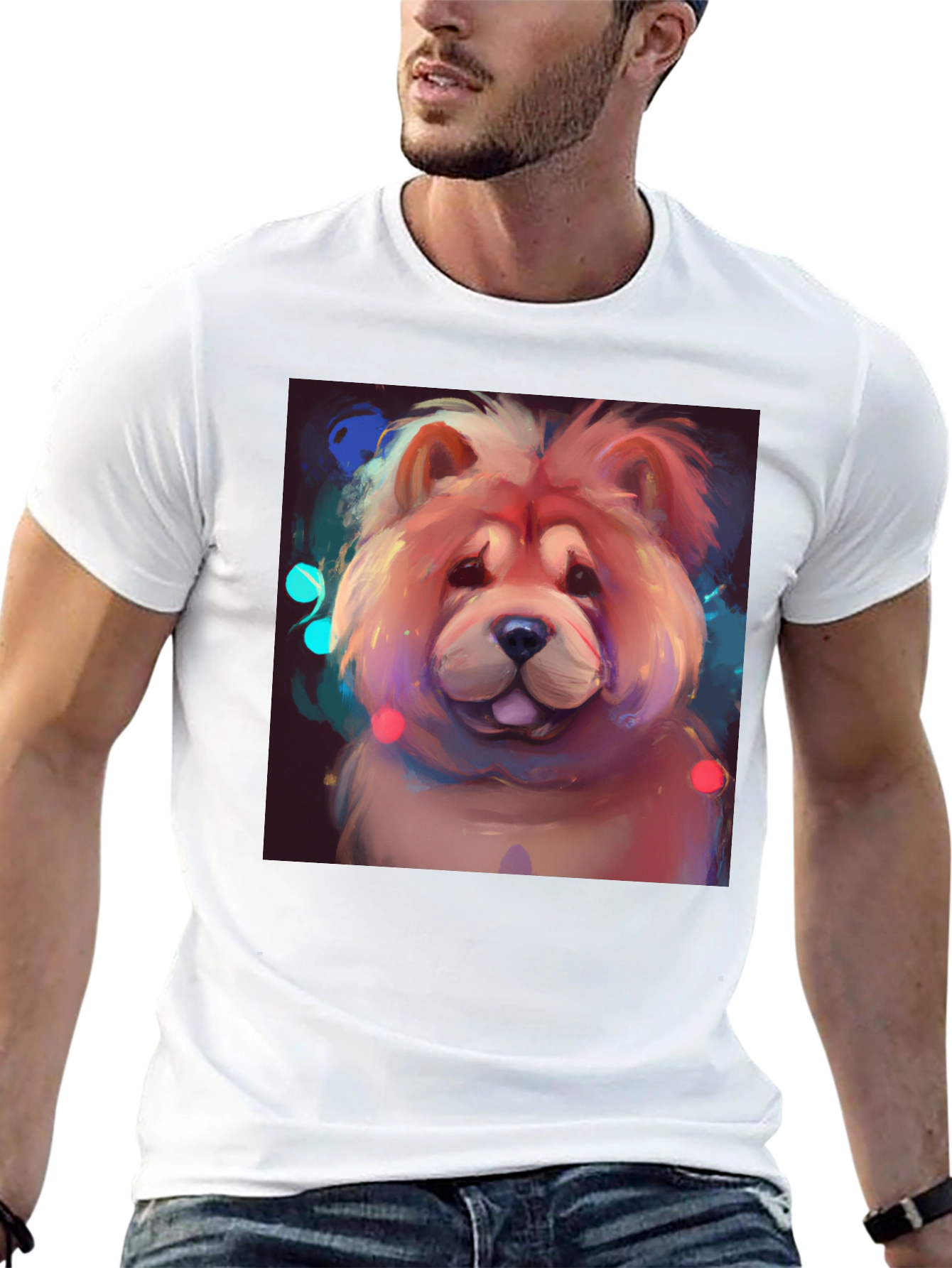 Cartoon Chow Chow Dog Graphic T-Shirt