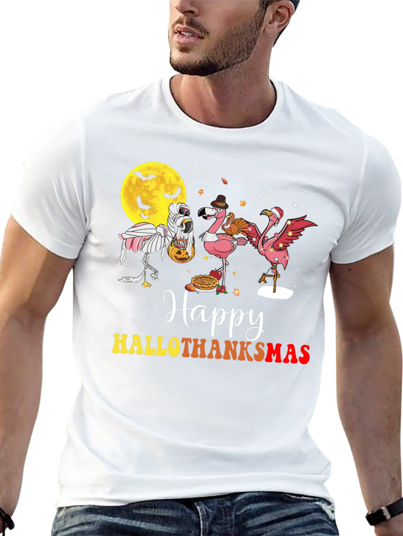 Happy Hallothanksmas Flamingo T-Shirt