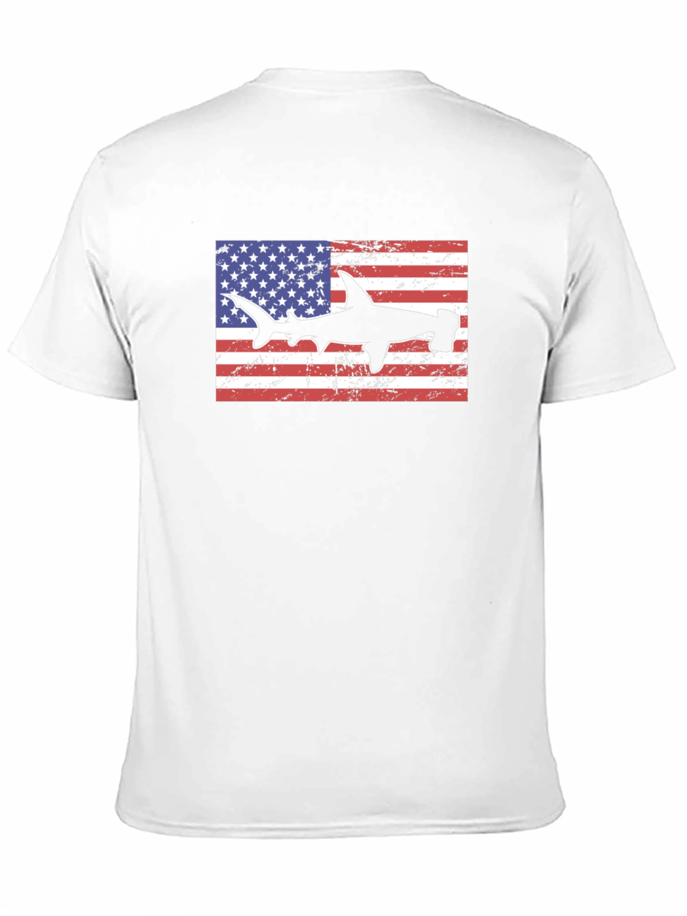 American Flag Hammerhead Shark Black T-Shirt