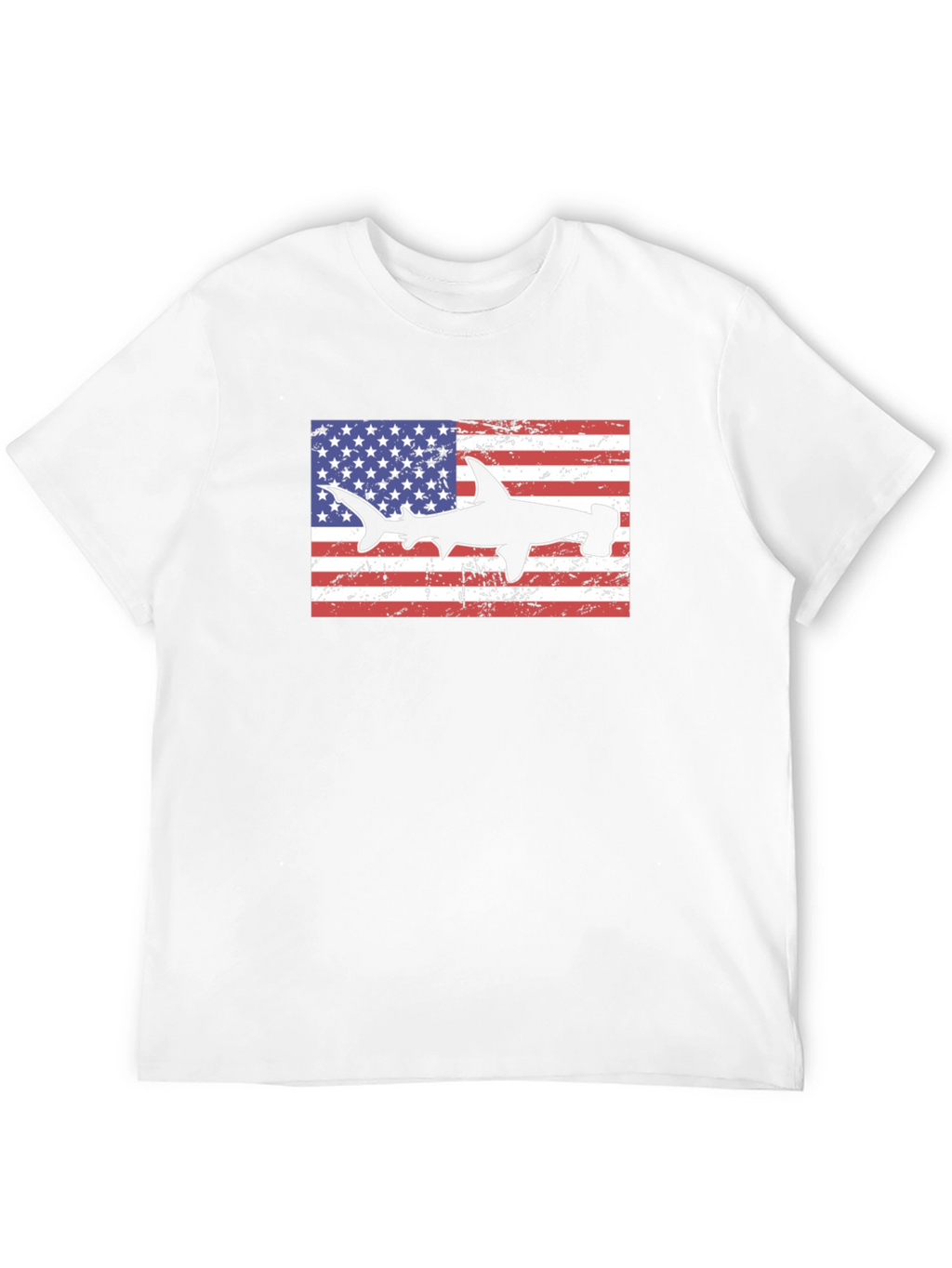 American Flag Hammerhead Shark Black T-Shirt