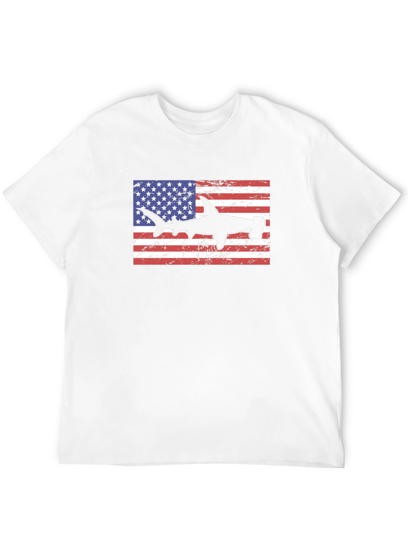American Flag Hammerhead Shark Black T-Shirt
