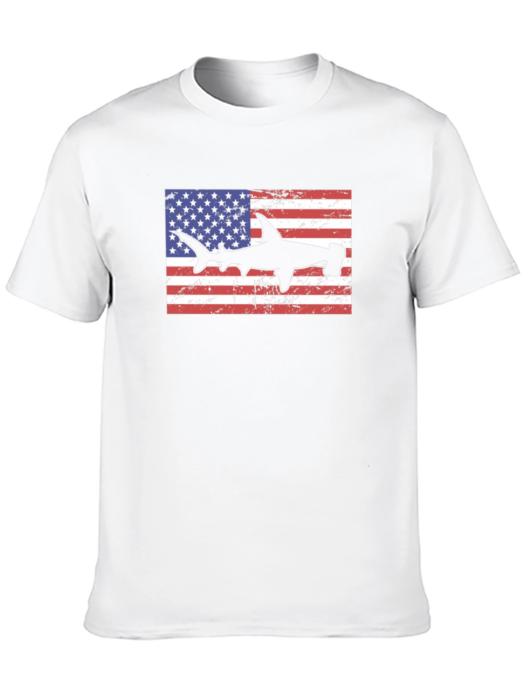 American Flag Hammerhead Shark Black T-Shirt