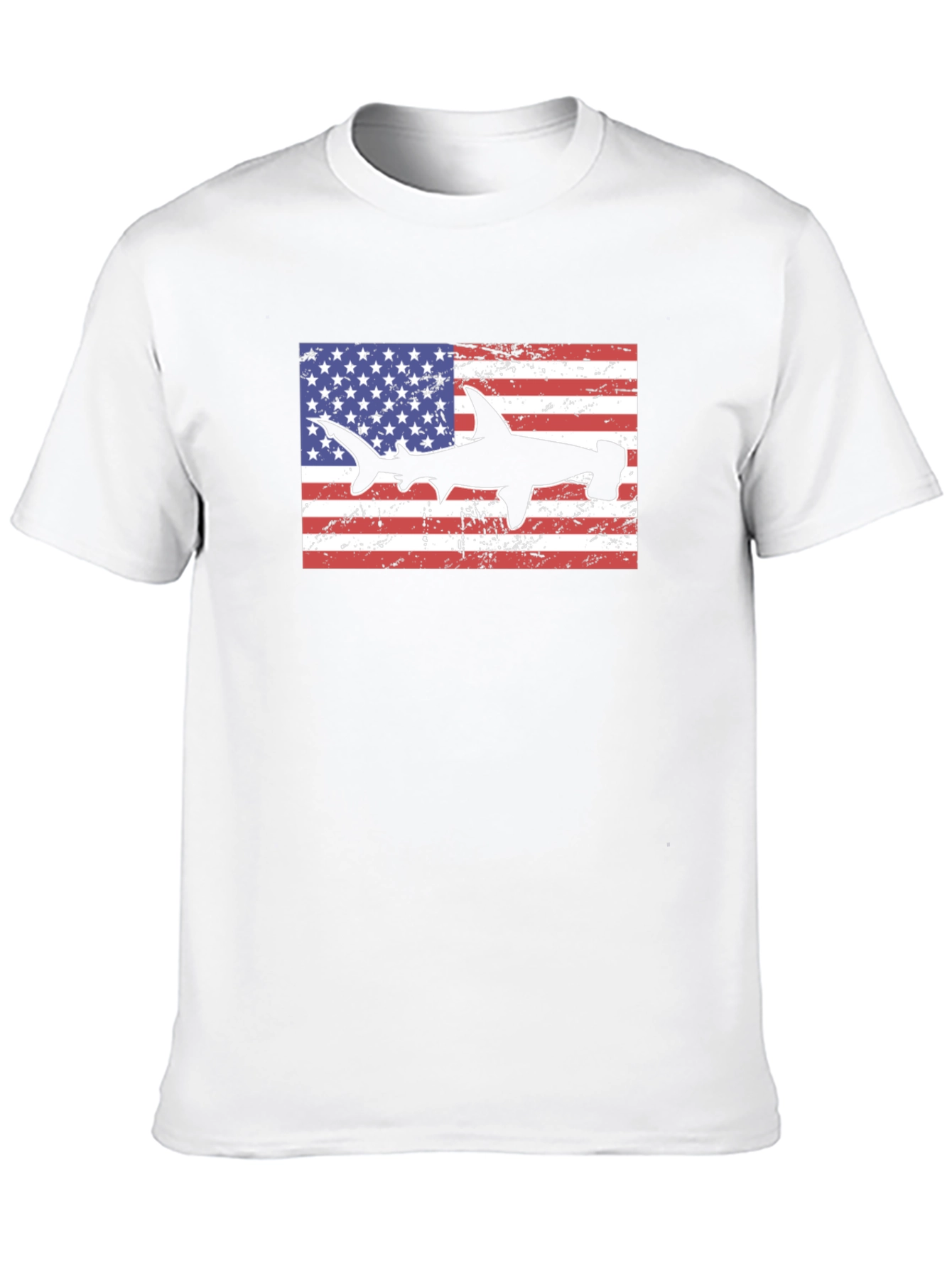 American Flag Hammerhead Shark Black T-Shirt