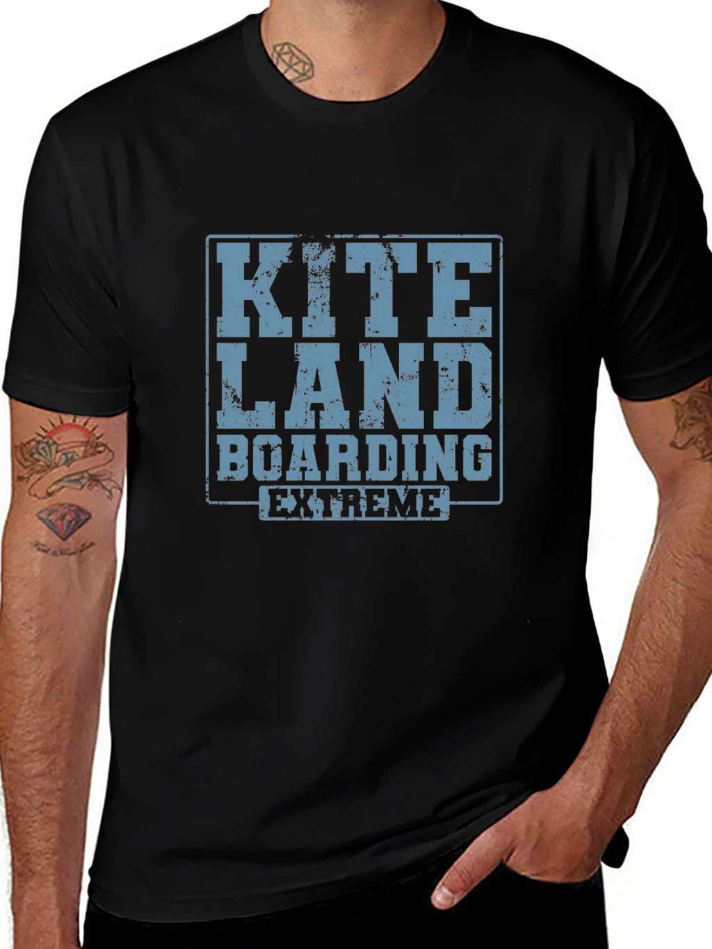 Kite Land Boarding Extreme Black T-Shirt