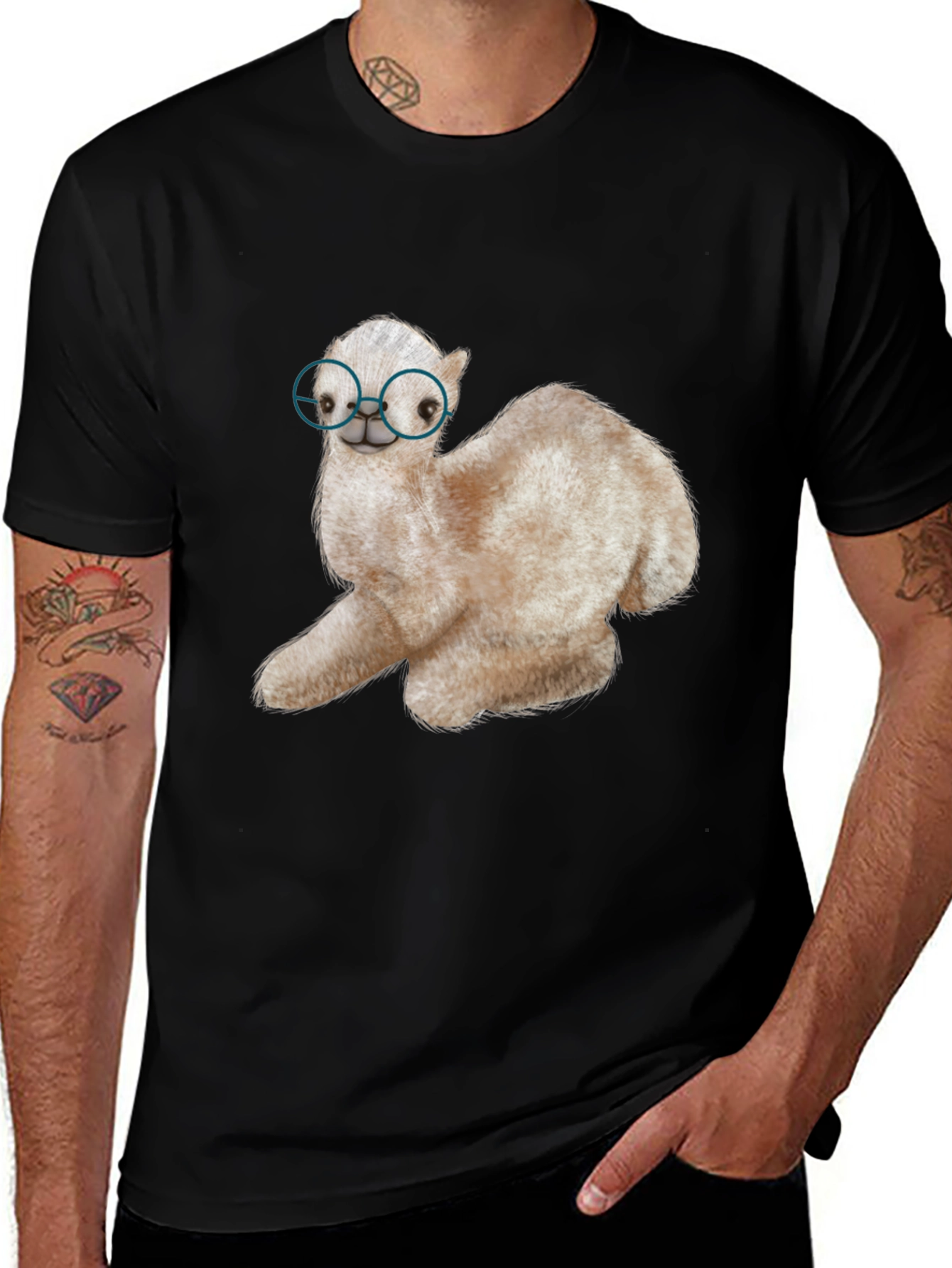 Alpaca with Glasses Graphic Tee