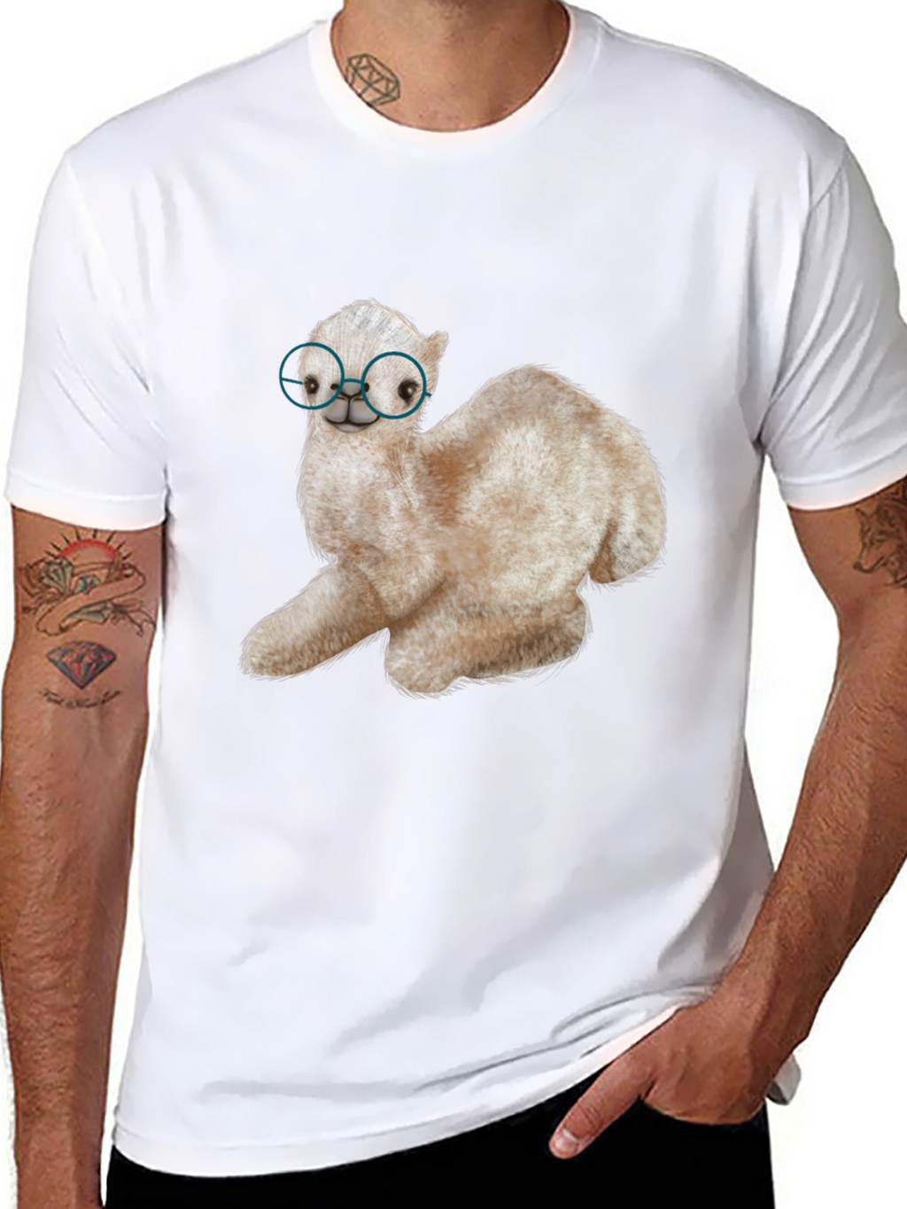 Alpaca with Glasses Graphic Tee