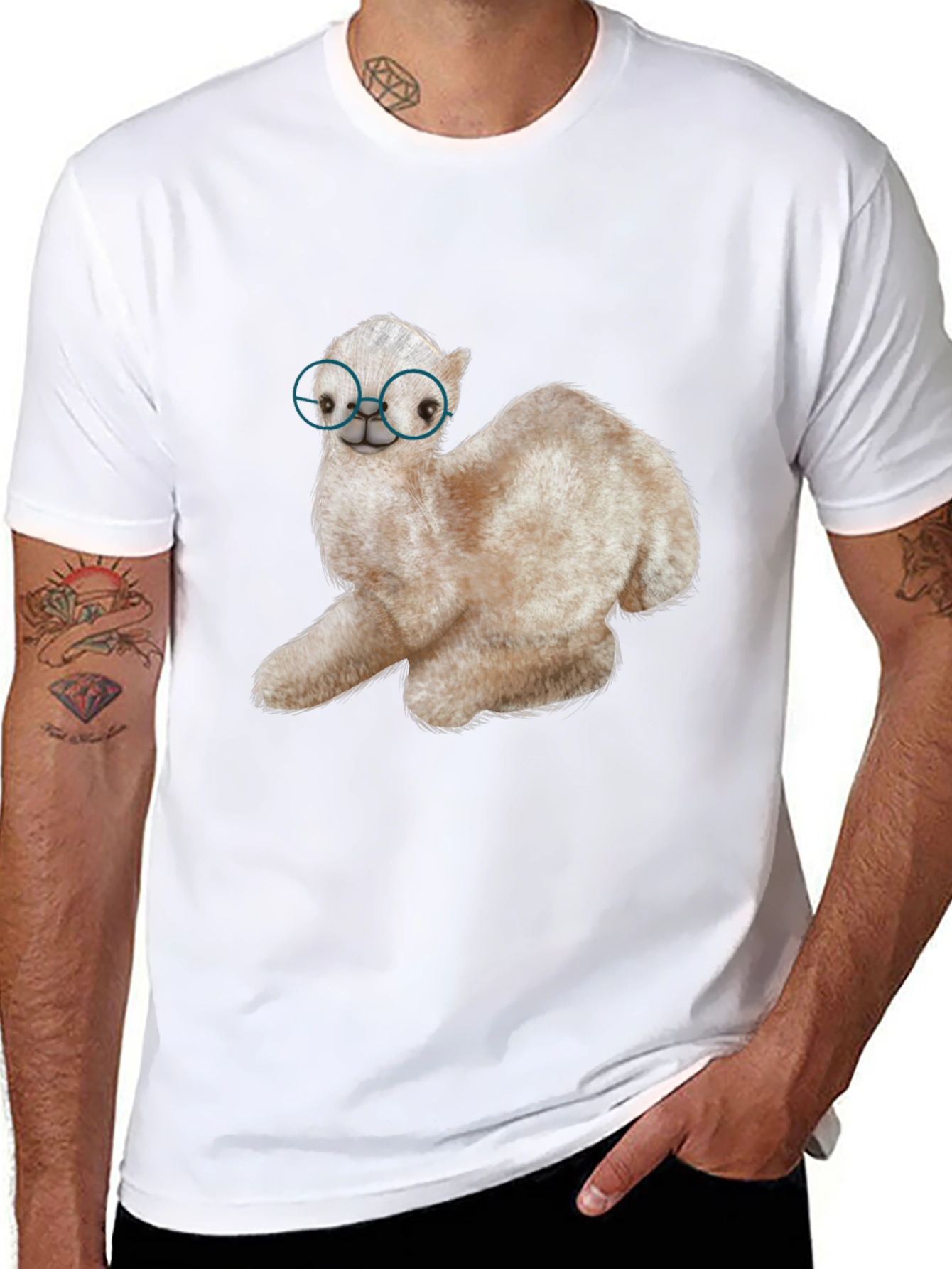 Alpaca with Glasses Graphic Tee