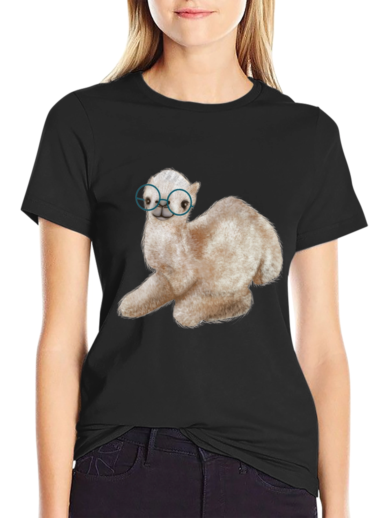 Alpaca with Glasses Graphic Tee