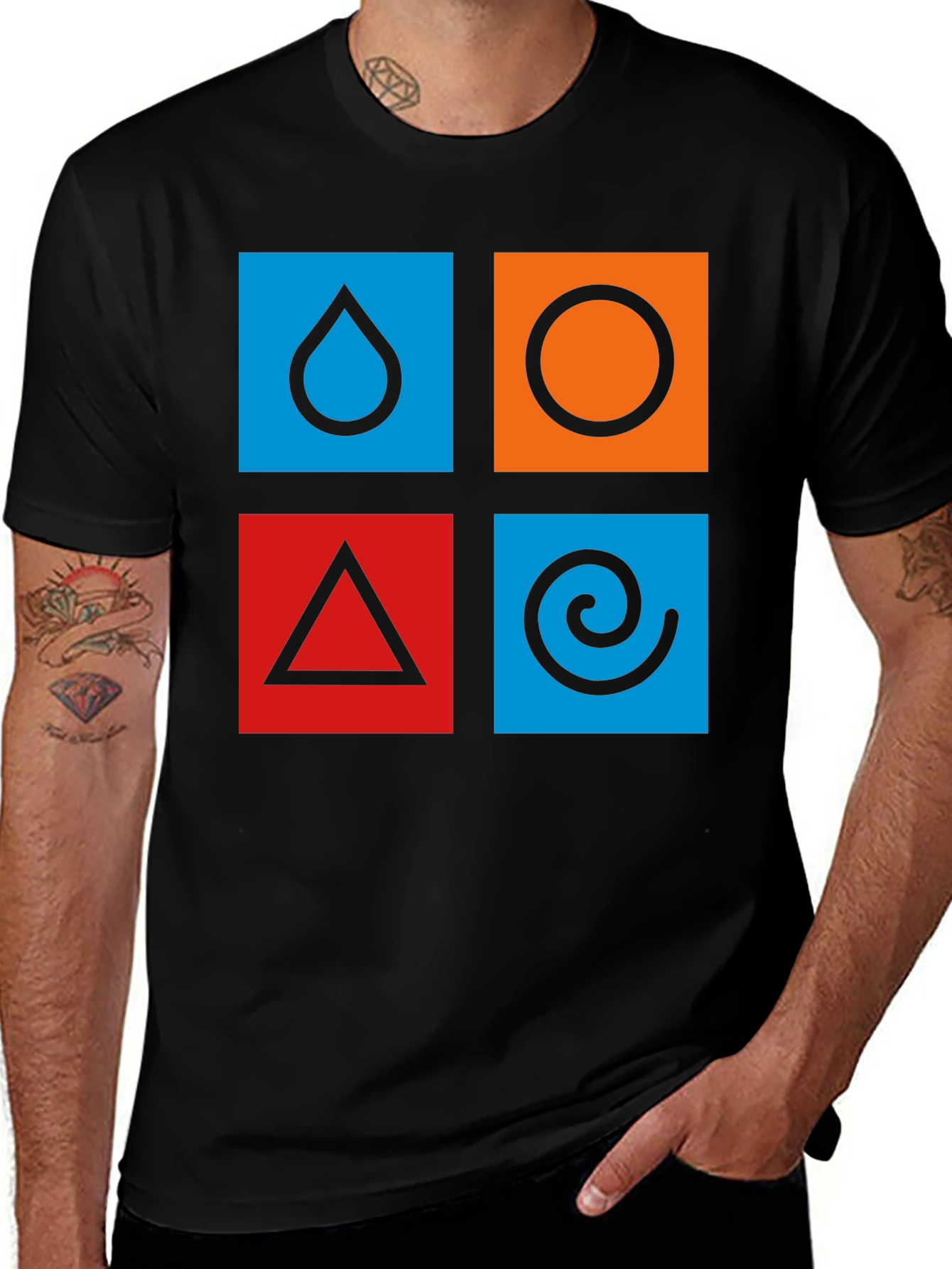 Elemental Symbol T-Shirt - Earth Air Fire Water