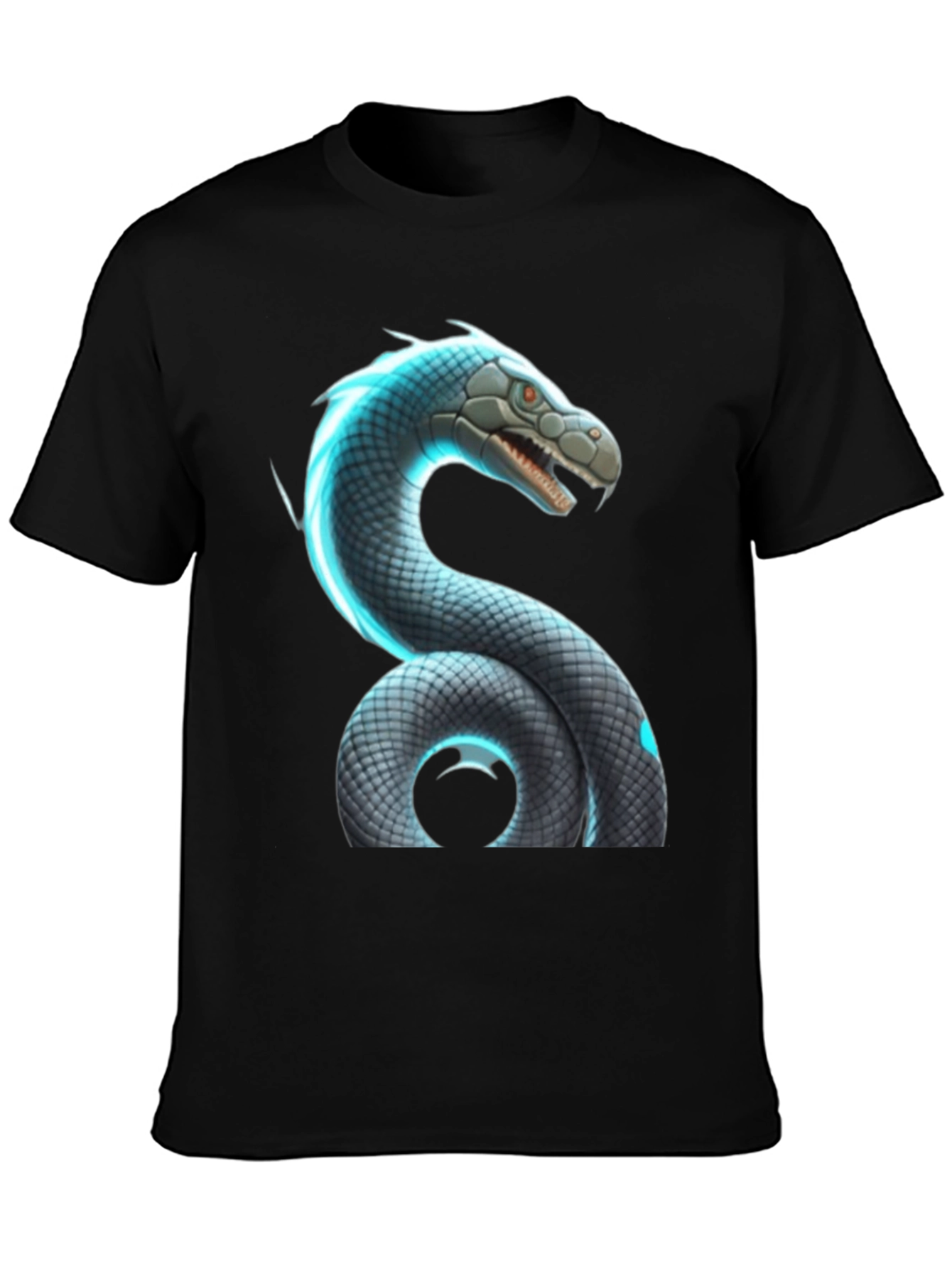 Snake Graphic Tee - Cool Reptile Design Black Shirt