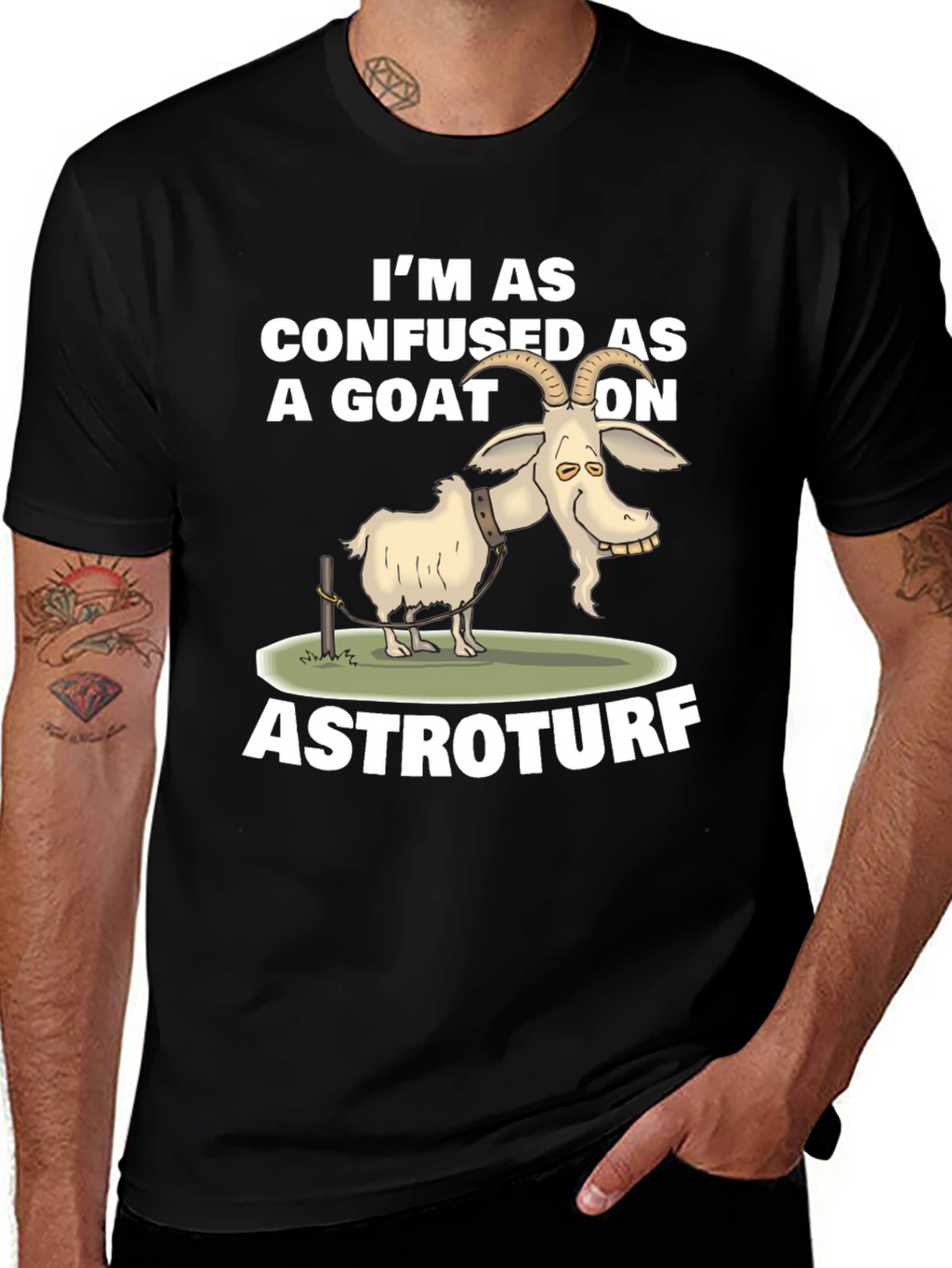 Confused Goat on Astroturf Graphic T-Shirt
