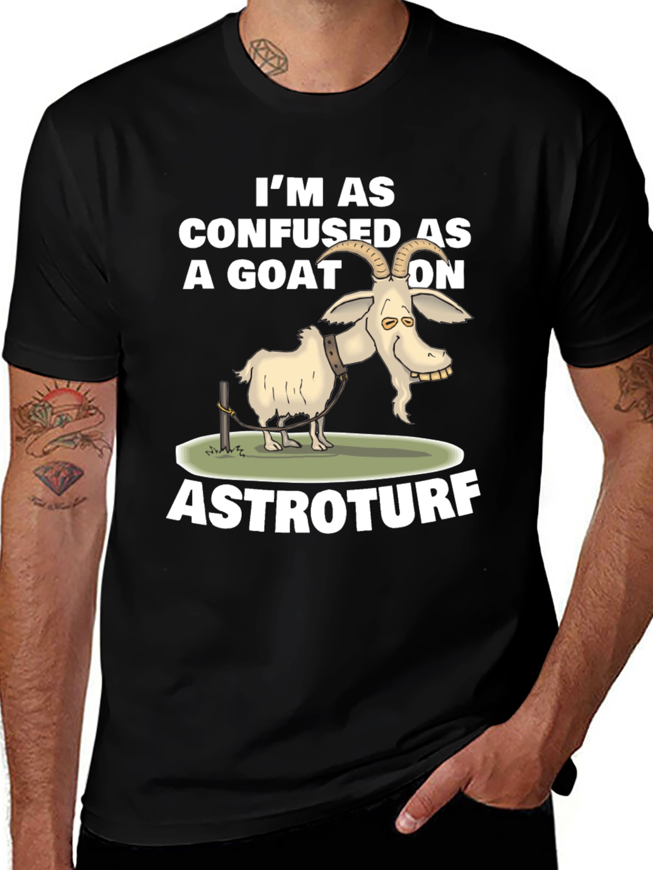 Confused Goat on Astroturf Graphic T-Shirt