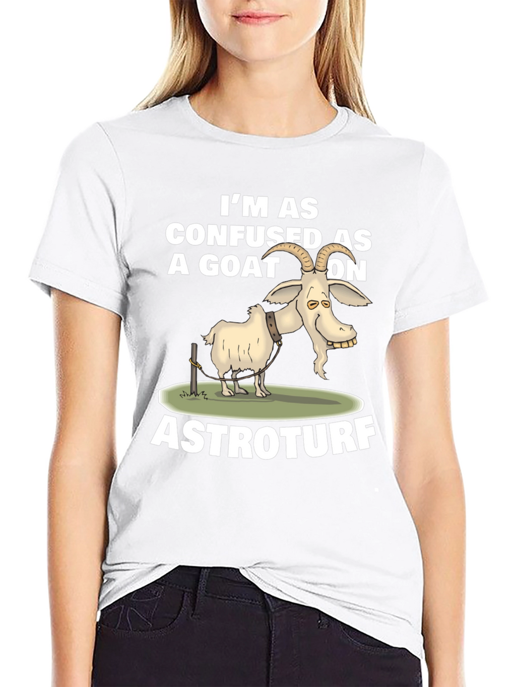 Confused Goat on Astroturf Graphic T-Shirt