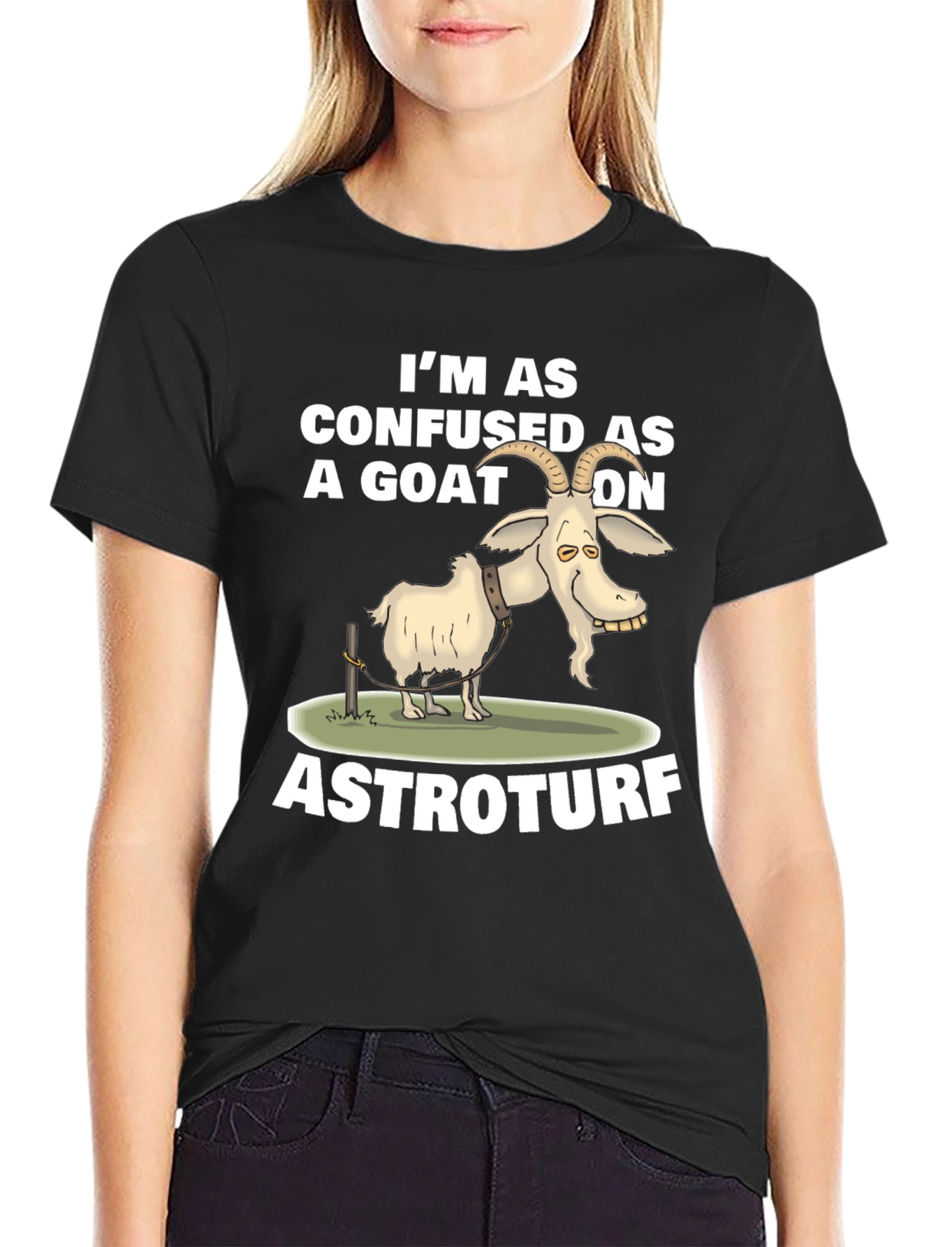 Confused Goat on Astroturf Graphic T-Shirt