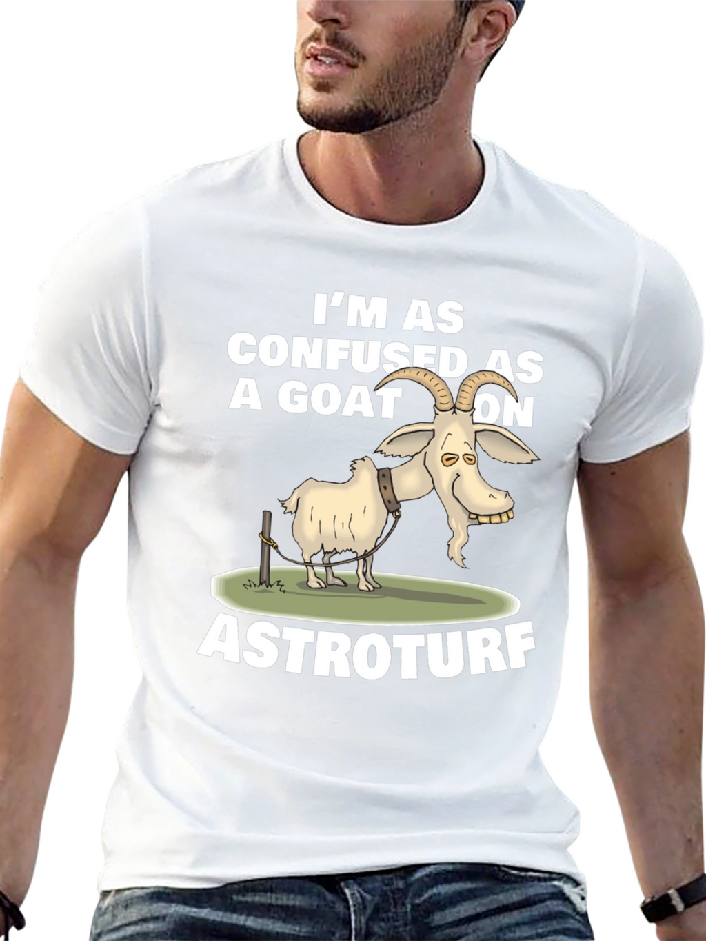 Confused Goat on Astroturf Graphic T-Shirt