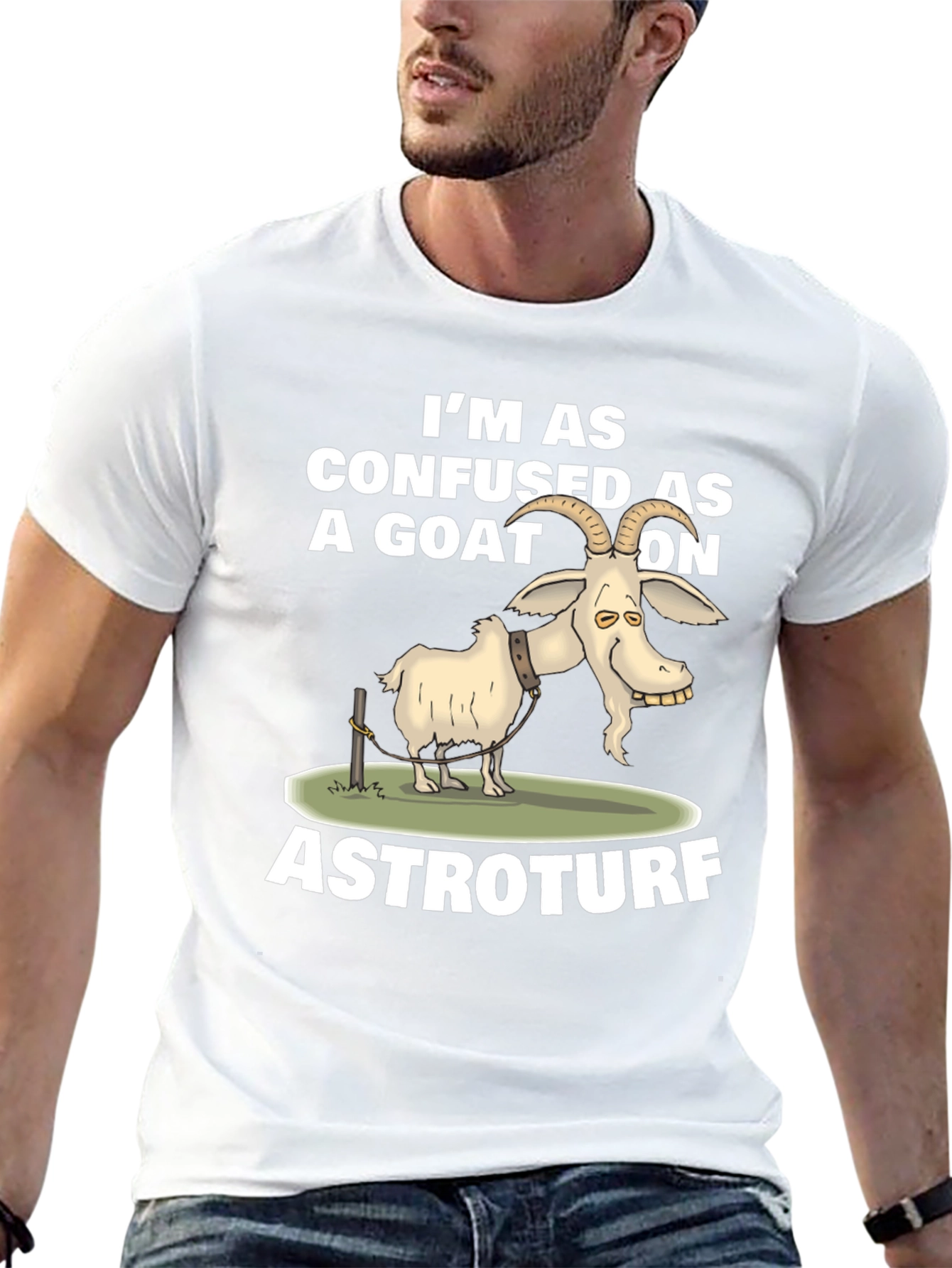 Confused Goat on Astroturf Graphic T-Shirt