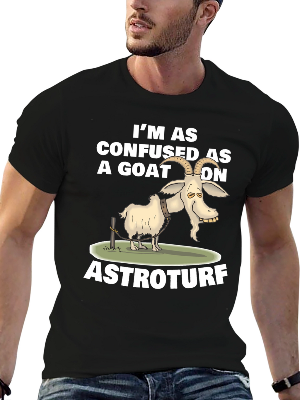Confused Goat on Astroturf Graphic T-Shirt