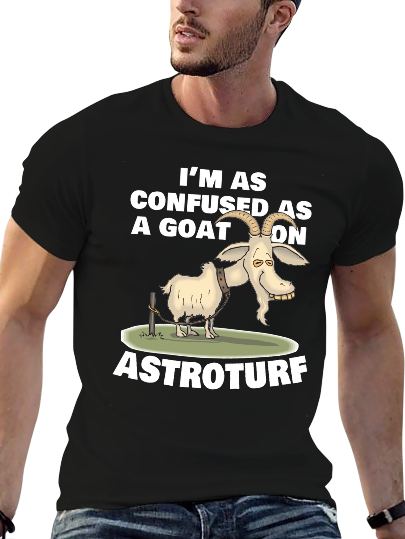 Confused Goat on Astroturf Graphic T-Shirt