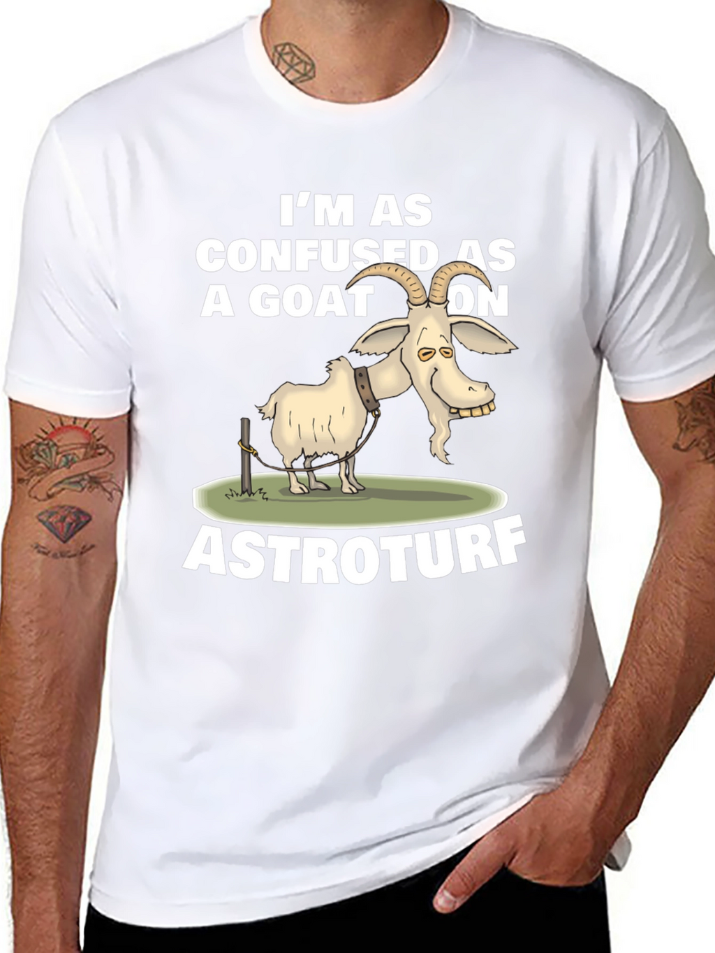 Confused Goat on Astroturf Graphic T-Shirt