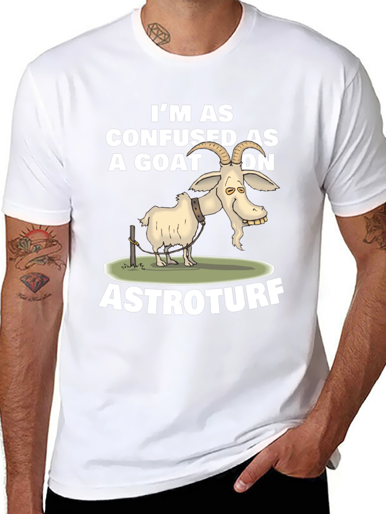 Confused Goat on Astroturf Graphic T-Shirt