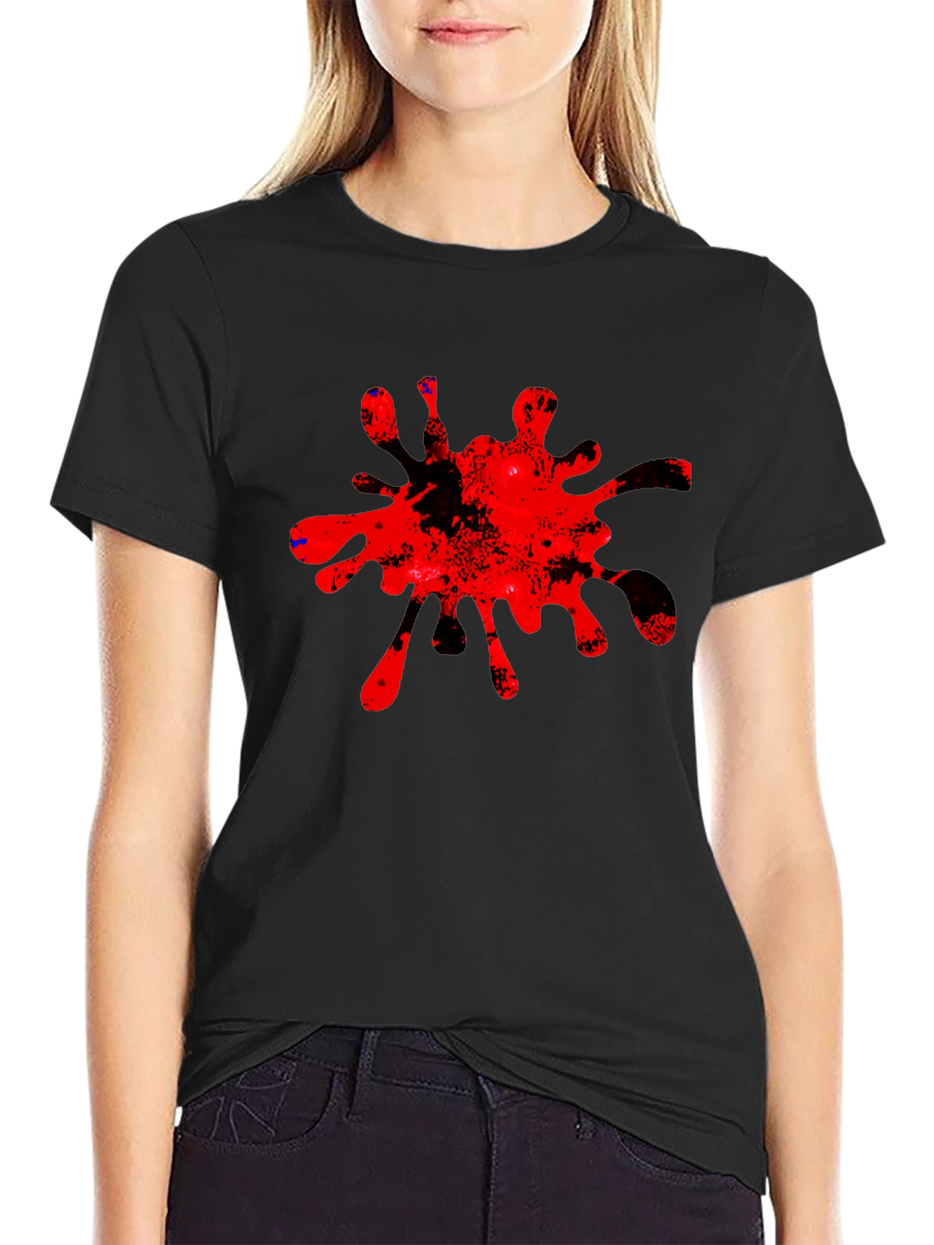 Bold Red Splatter Graphic Tee - Casual Cool