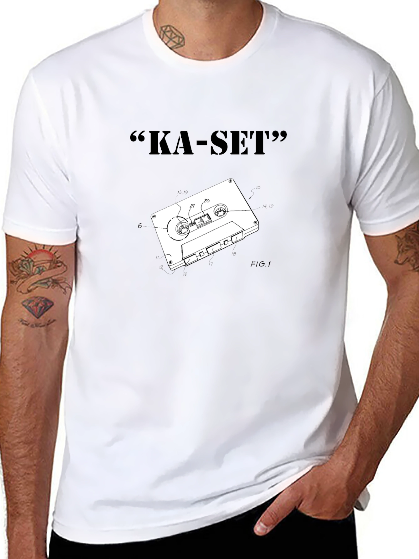 Ka-Set Black T-Shirt - Retro Cassette Design