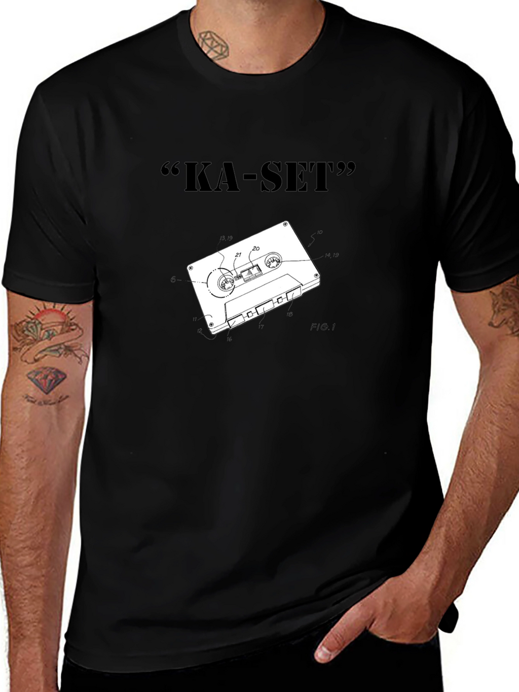 Ka-Set Black T-Shirt - Retro Cassette Design