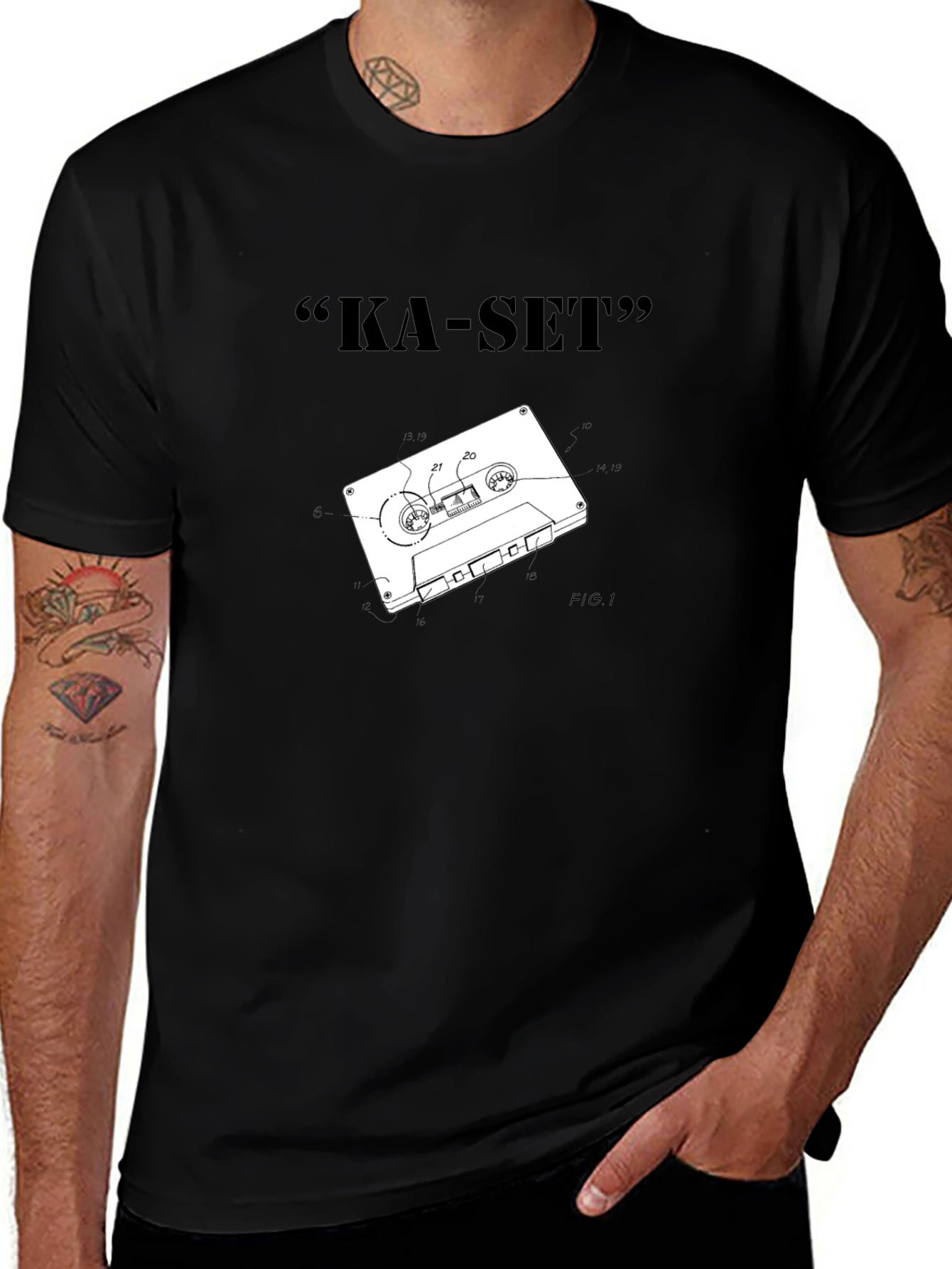 Ka-Set Black T-Shirt - Retro Cassette Design