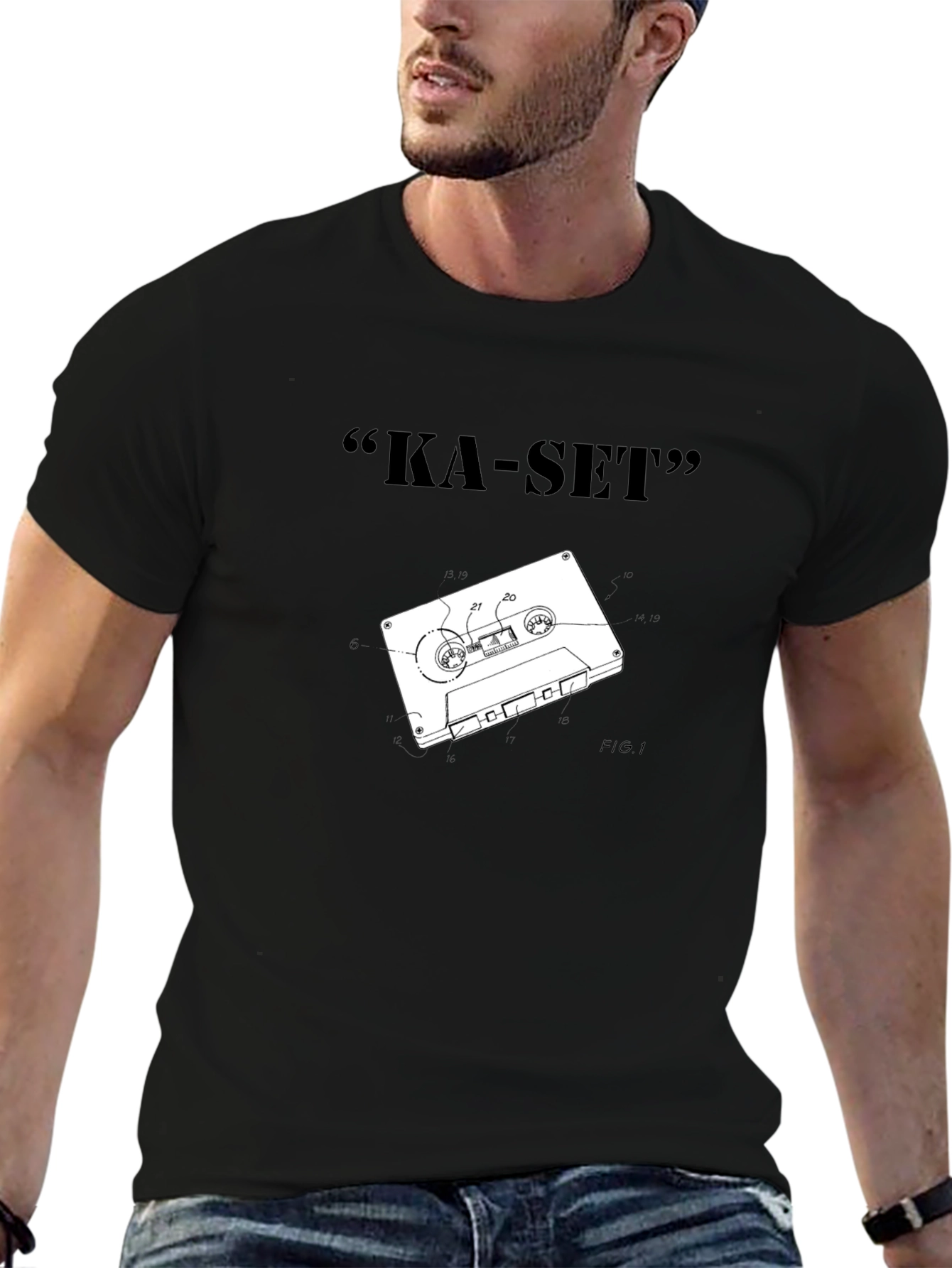 Ka-Set Black T-Shirt - Retro Cassette Design