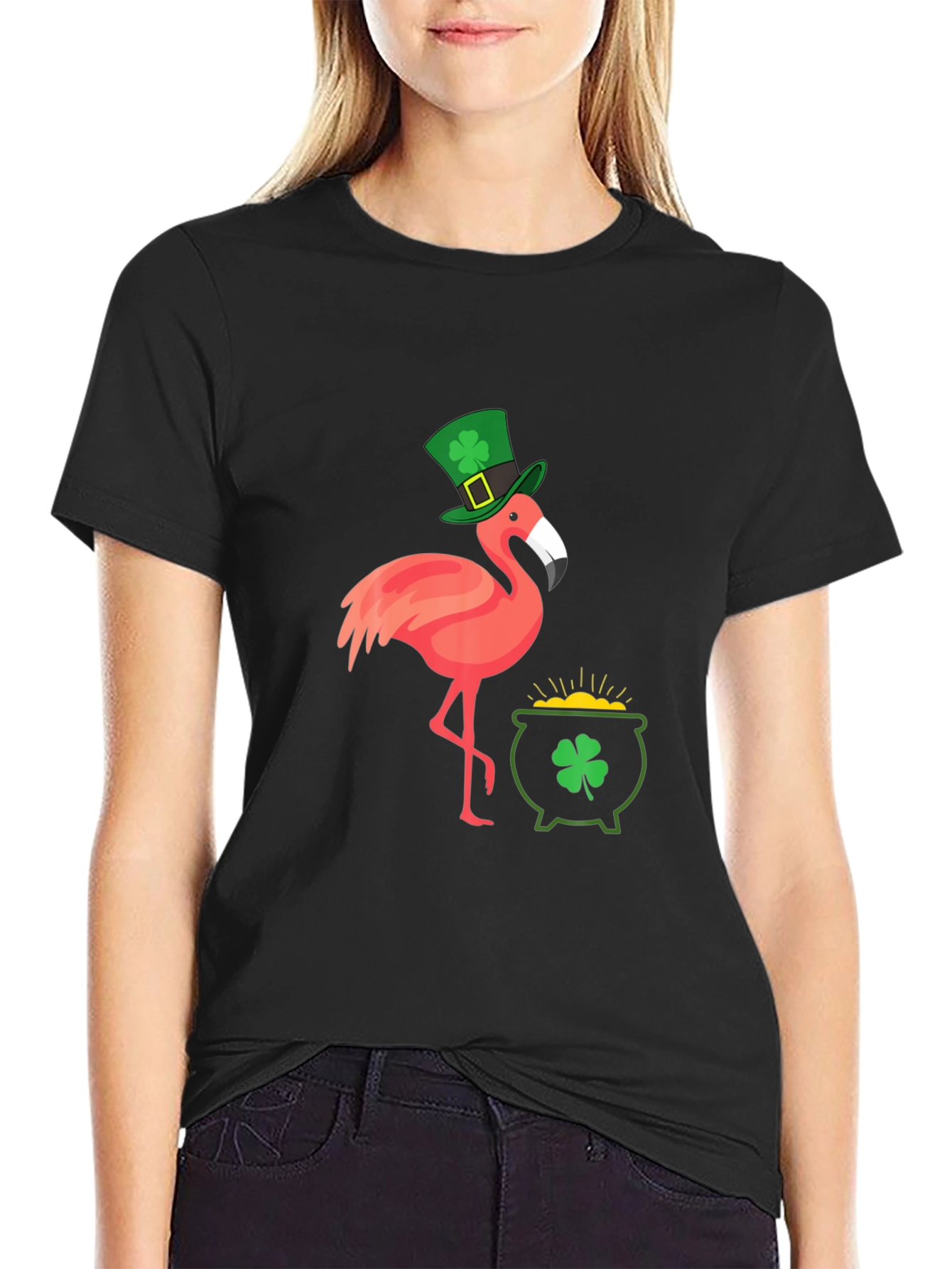 St. Patricks Day Flamingo Graphic Tee