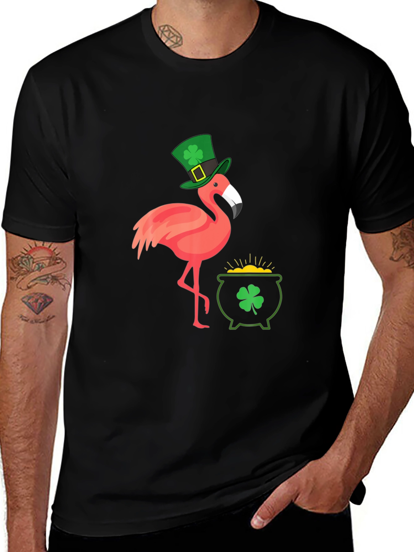 St. Patricks Day Flamingo Graphic Tee