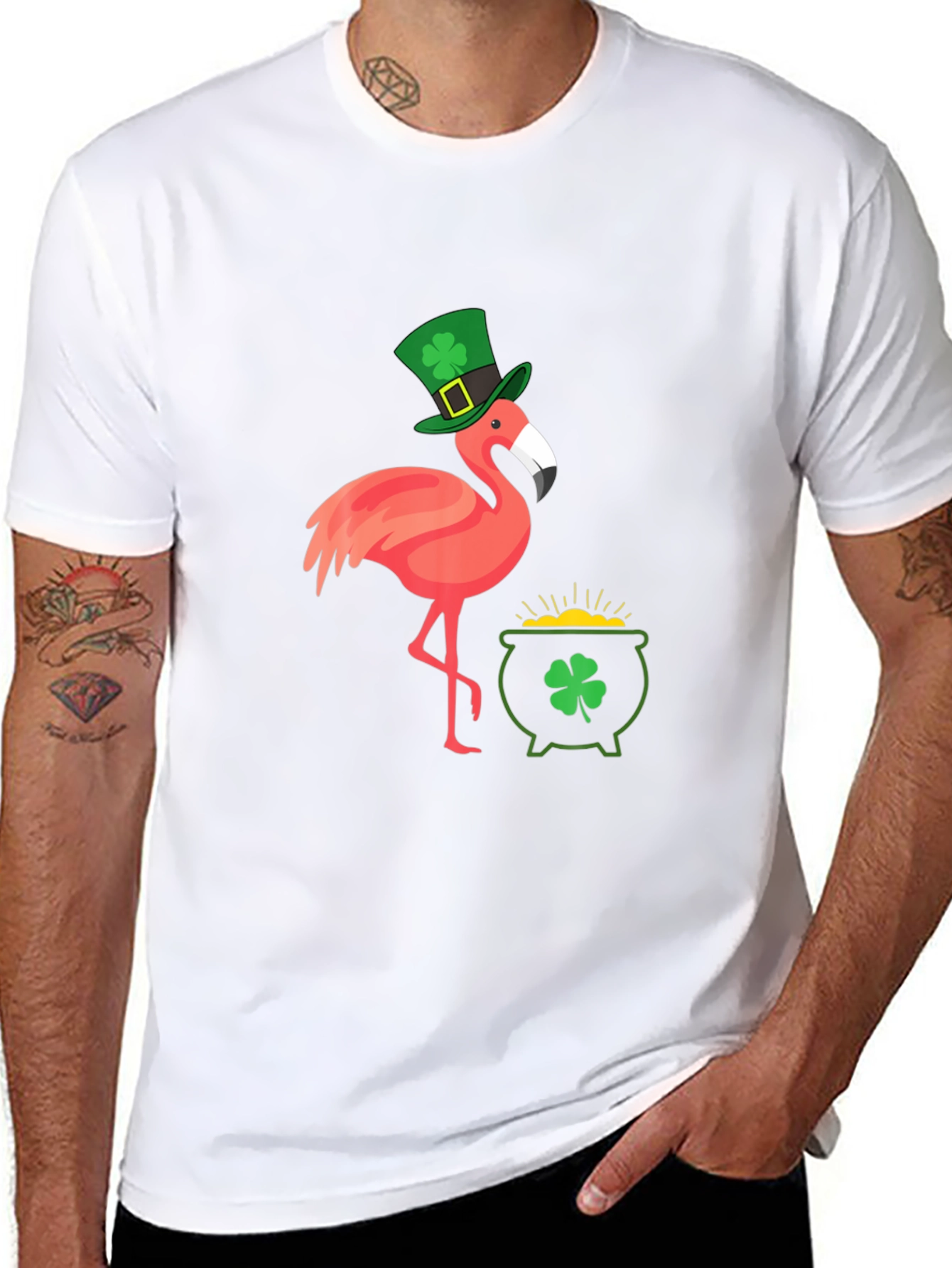 St. Patricks Day Flamingo Graphic Tee