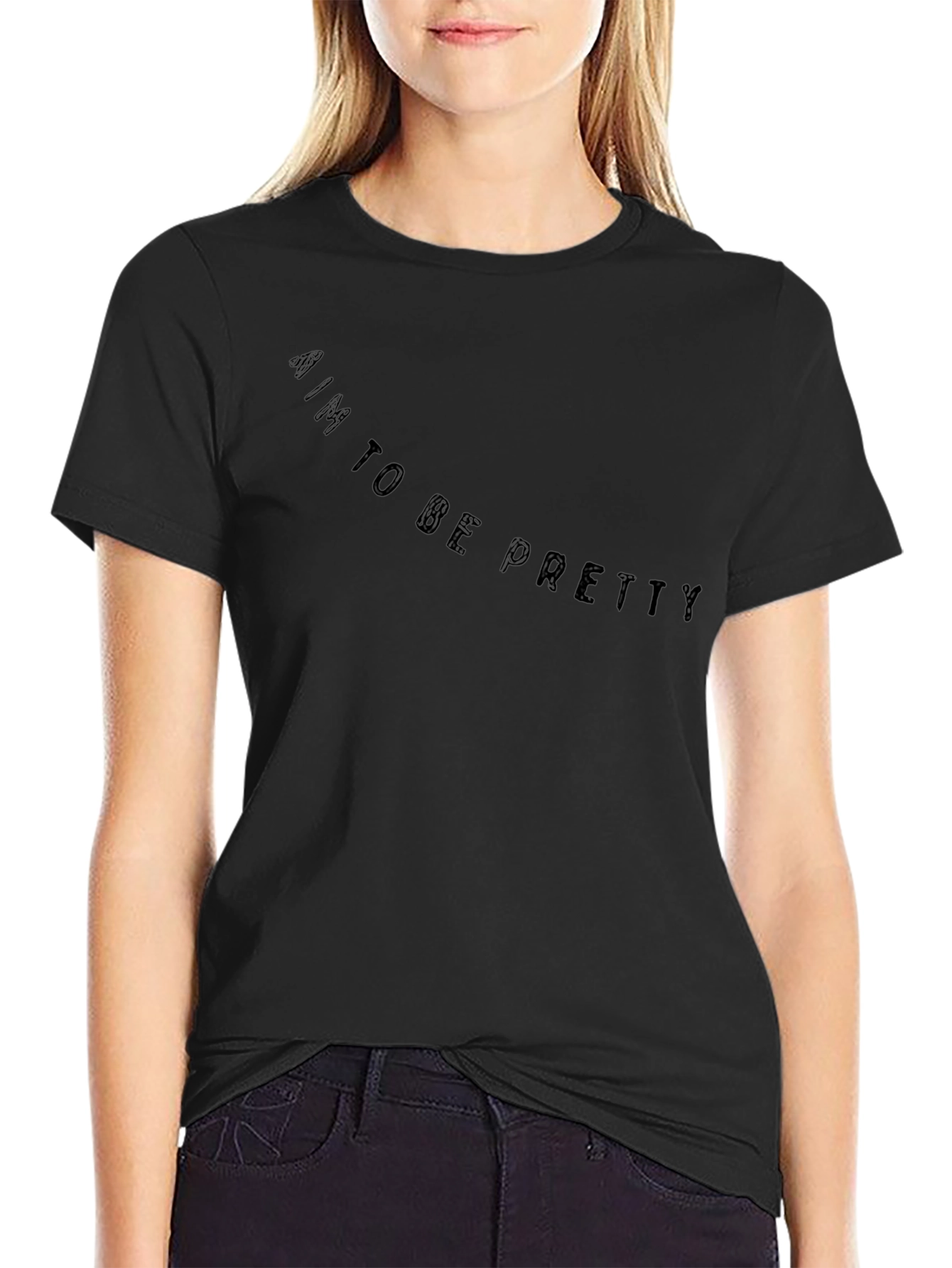 AIM TO BE PRETTY Black Graphic Tee - Stylish & Comfortable