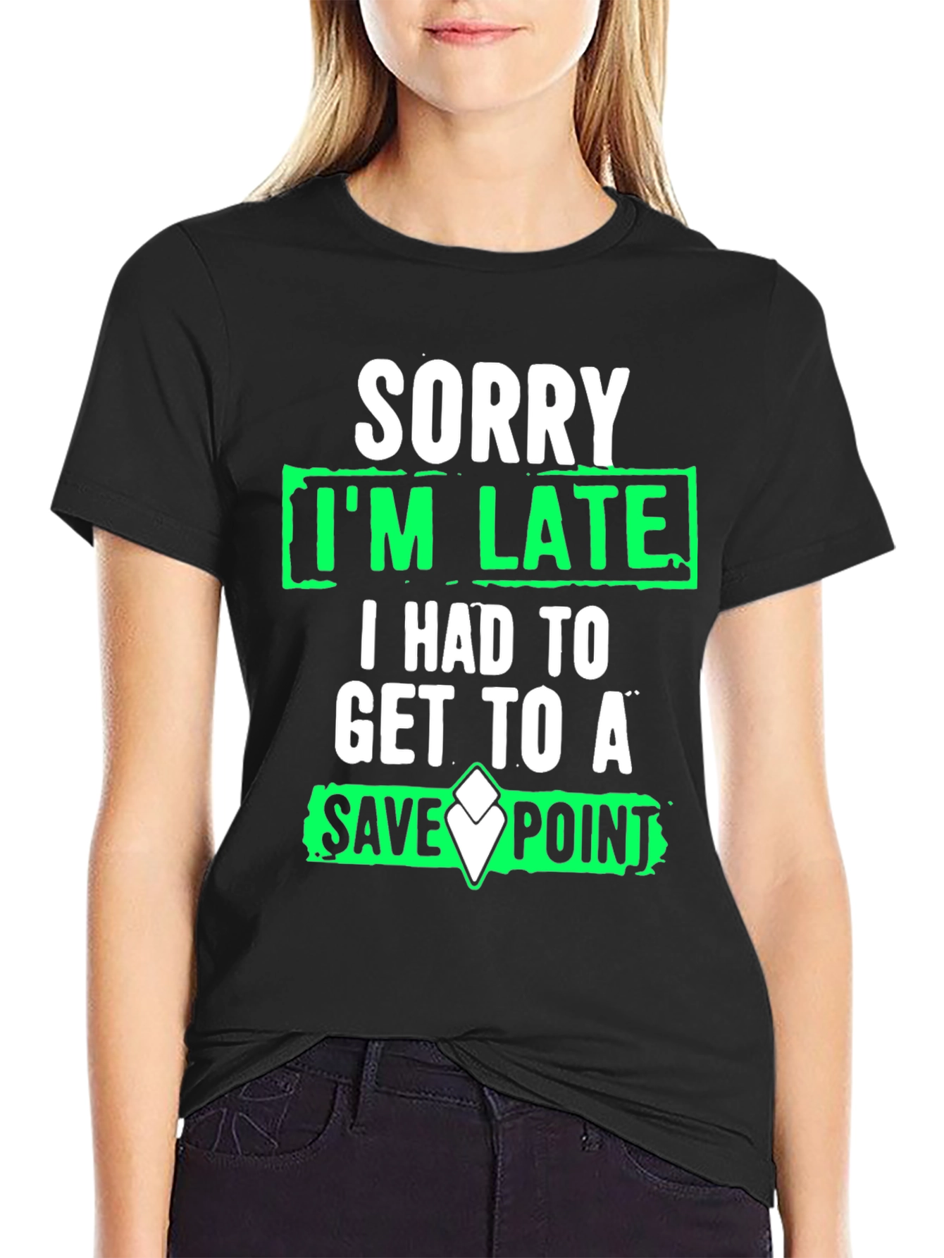 Gamer Humor T-Shirt - Sorry Im Late Save Point Tee