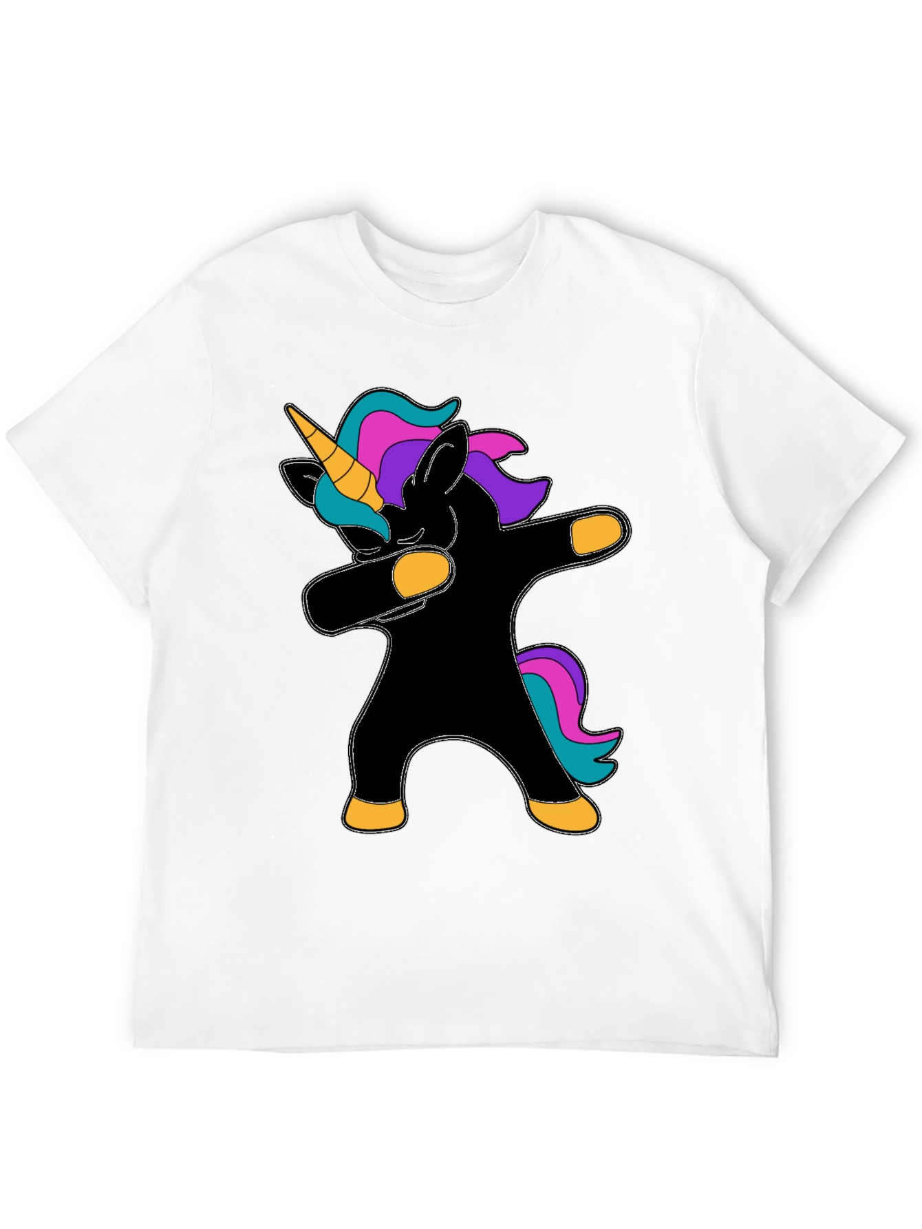 Dabbing Unicorn Graphic Tee - Black Cotton T-Shirt