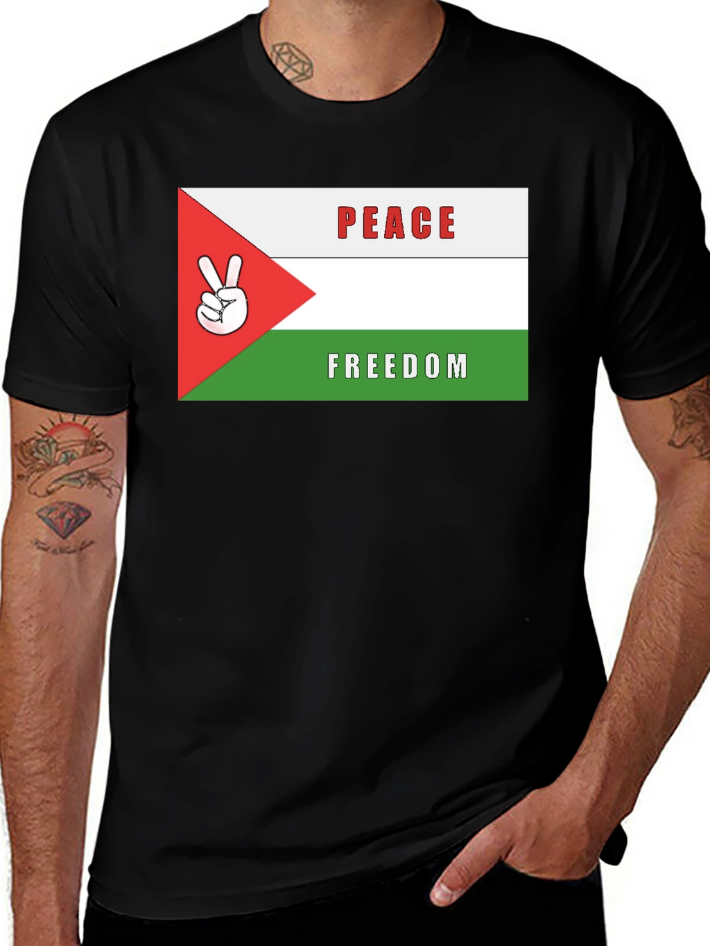 Peace & Freedom T-Shirt: Palestinian Flag Design