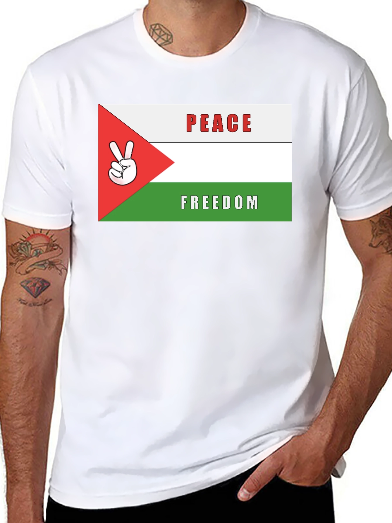 Peace & Freedom T-Shirt: Palestinian Flag Design