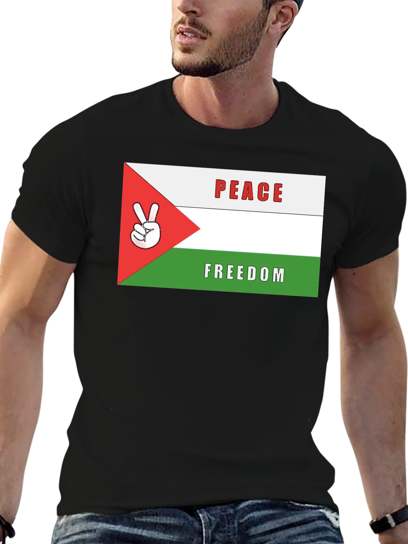 Peace & Freedom T-Shirt: Palestinian Flag Design