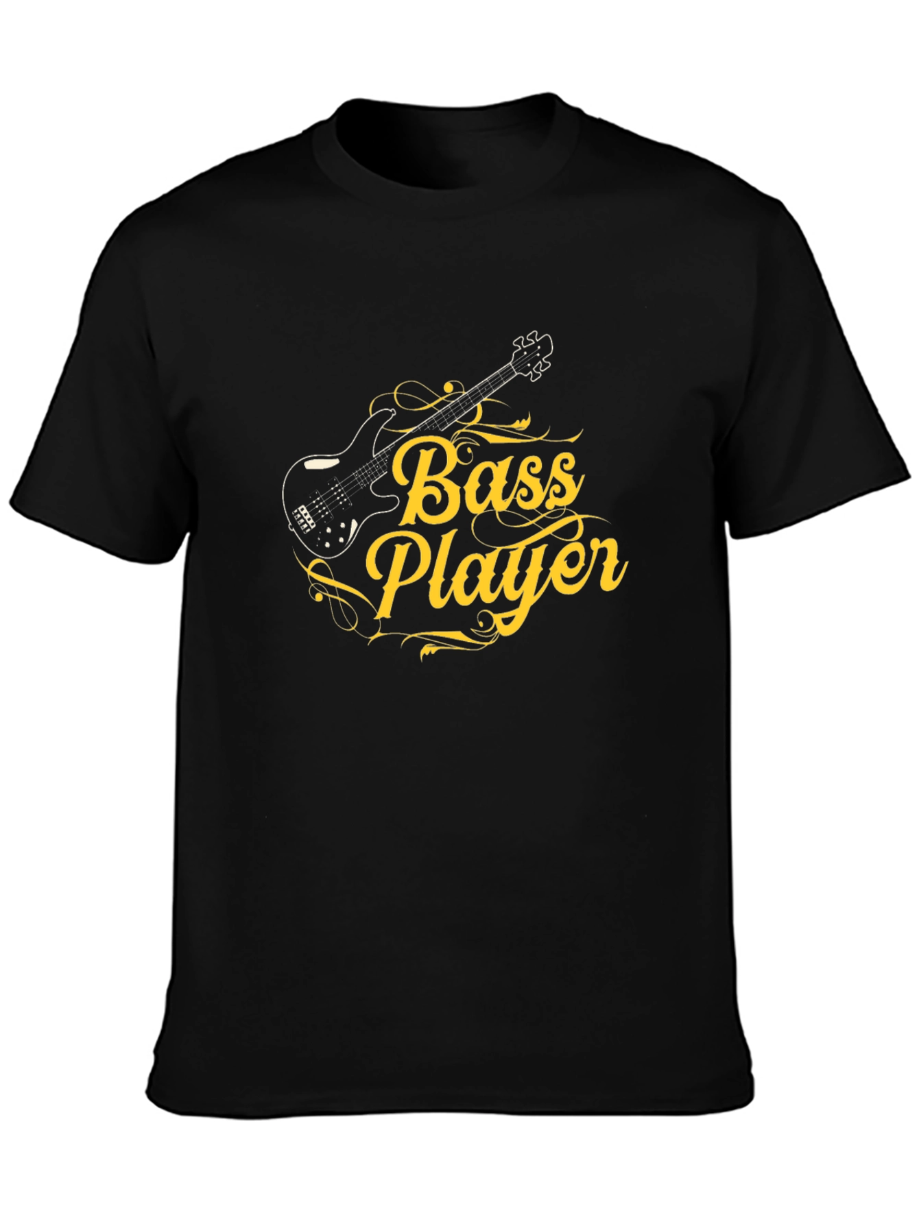 Bass Player Graphic Tee - Black Cotton T-Shirt