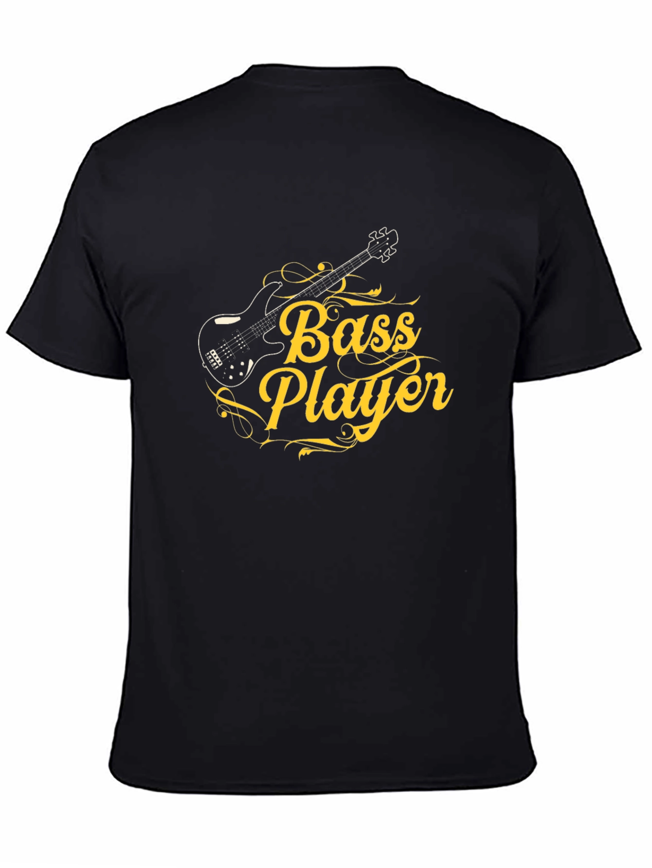 Bass Player Graphic Tee - Black Cotton T-Shirt