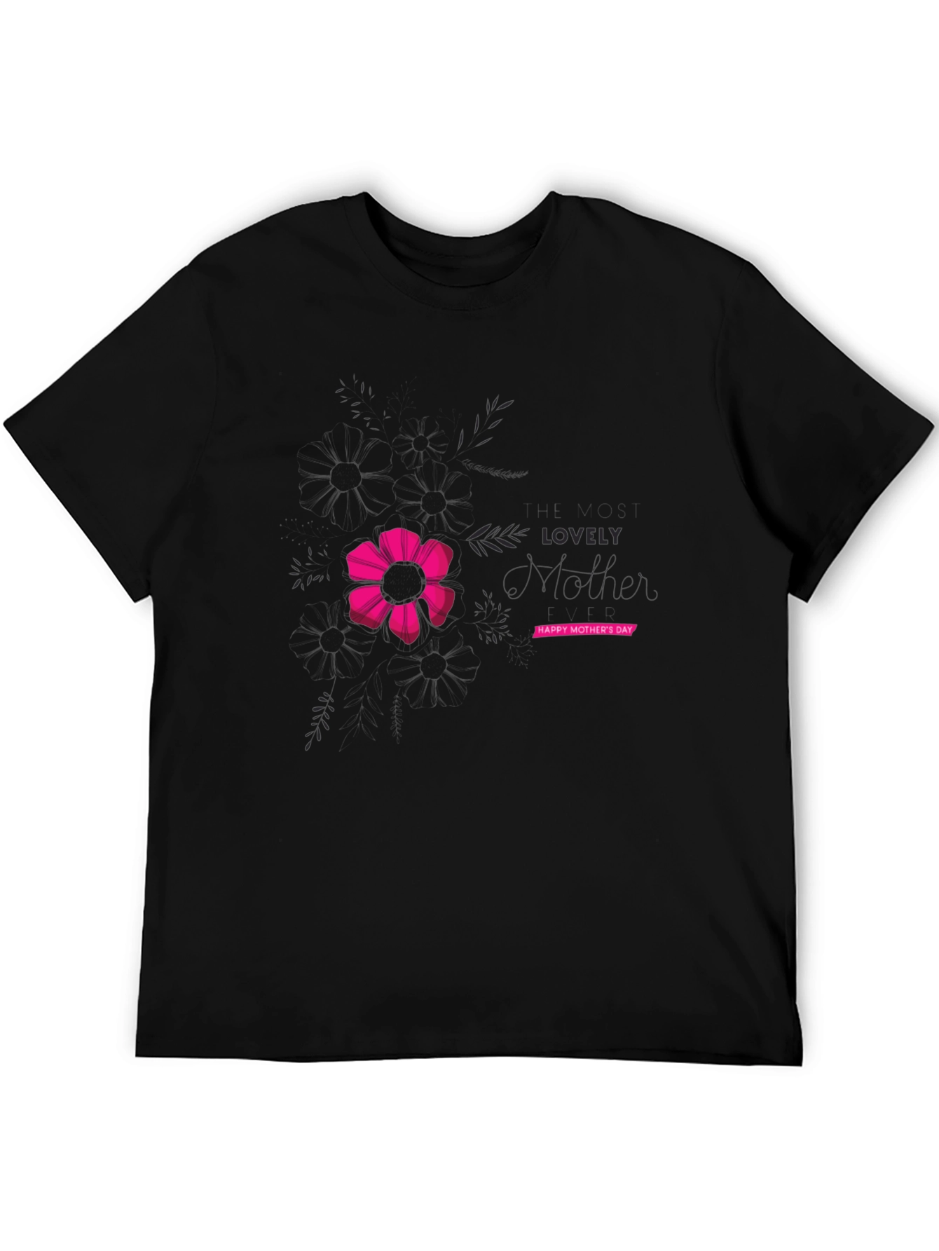 Lovely Mothers Day Black Graphic T-Shirt
