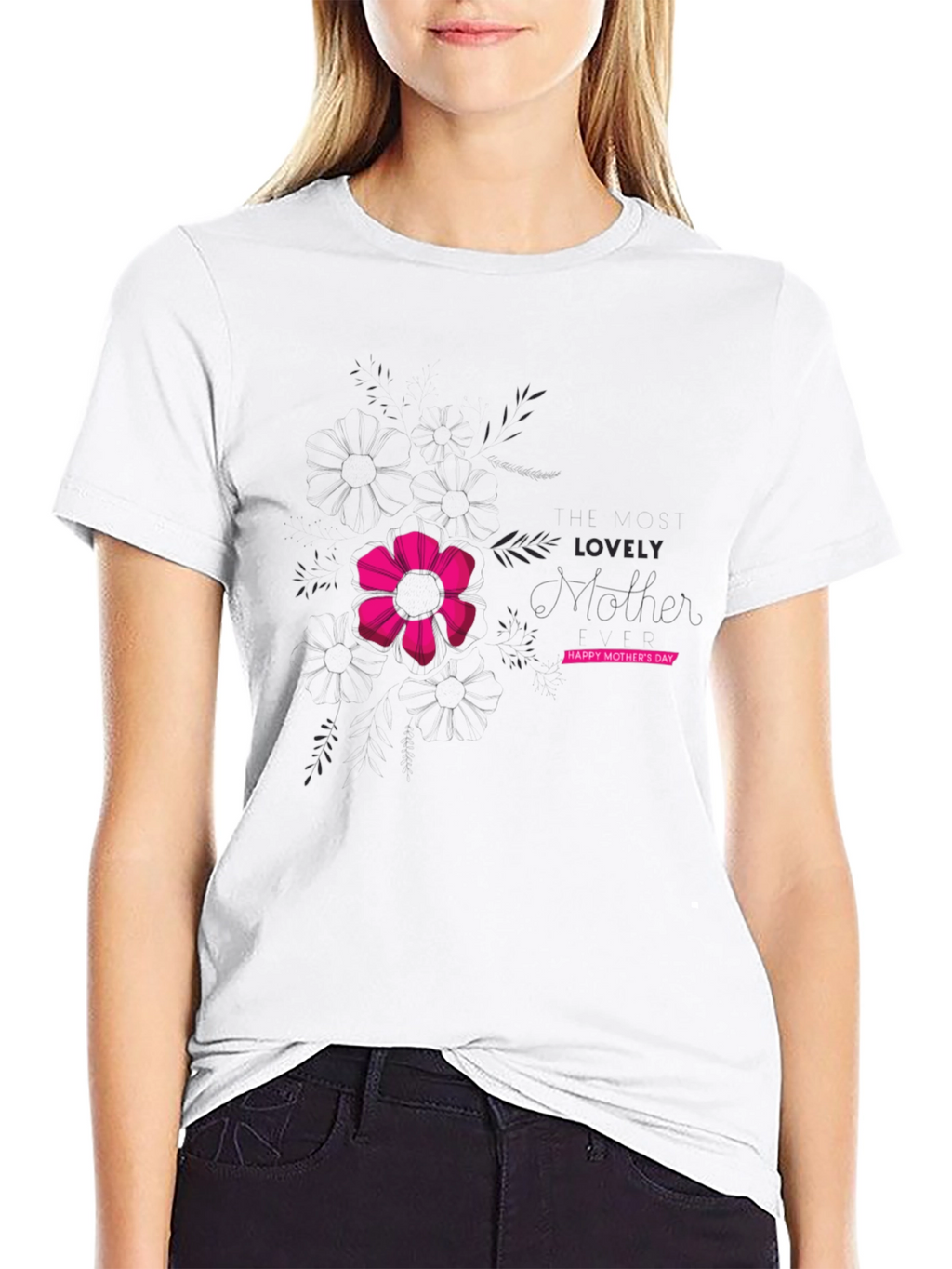 Lovely Mothers Day Black Graphic T-Shirt