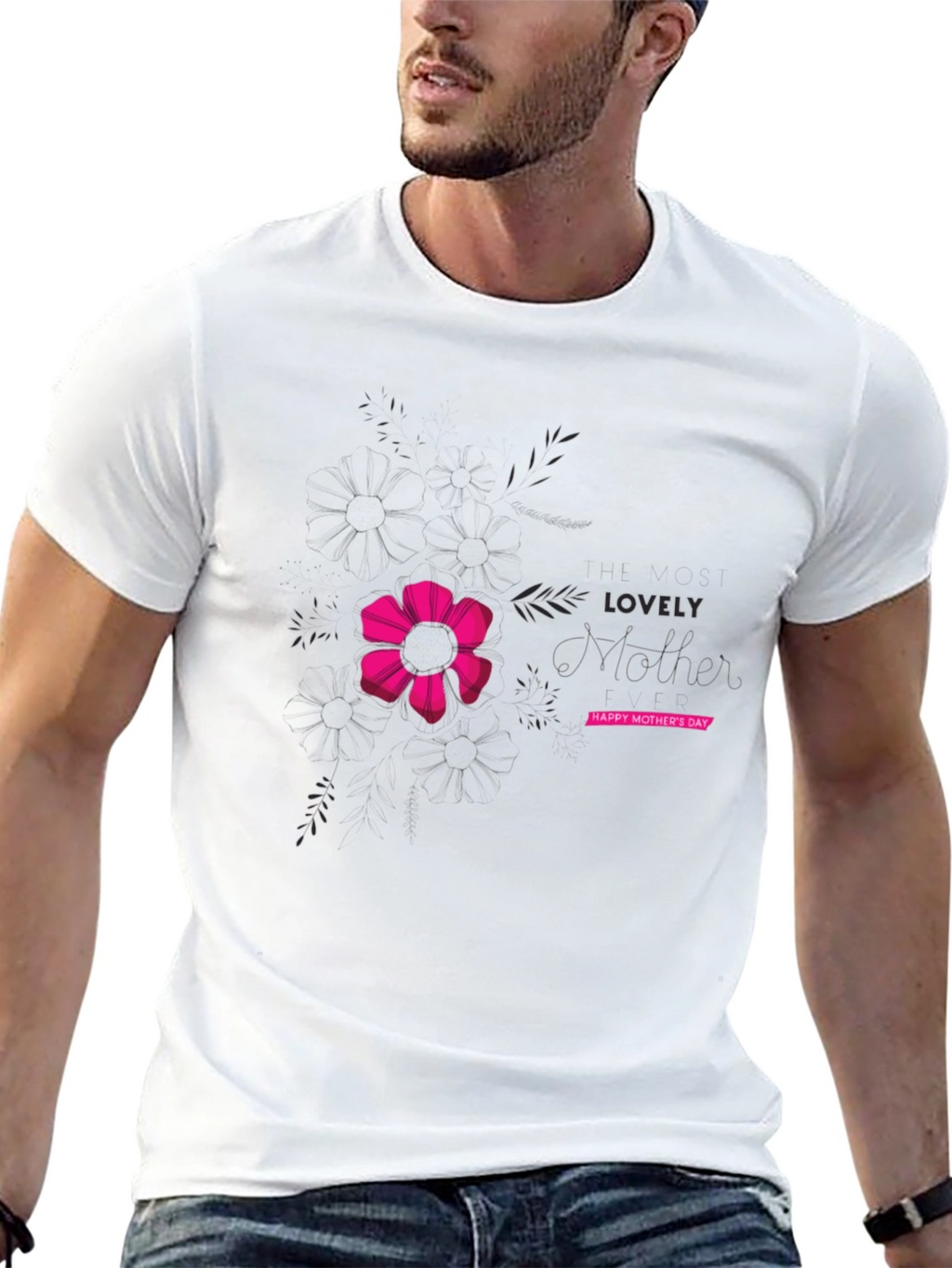 Lovely Mothers Day Black Graphic T-Shirt
