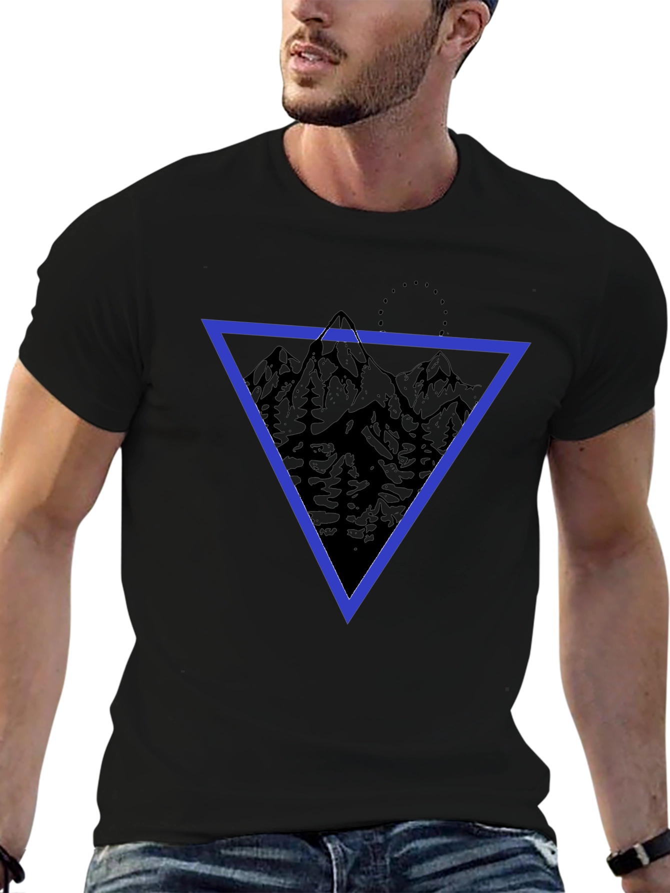 Geometric Mountain Print T-Shirt