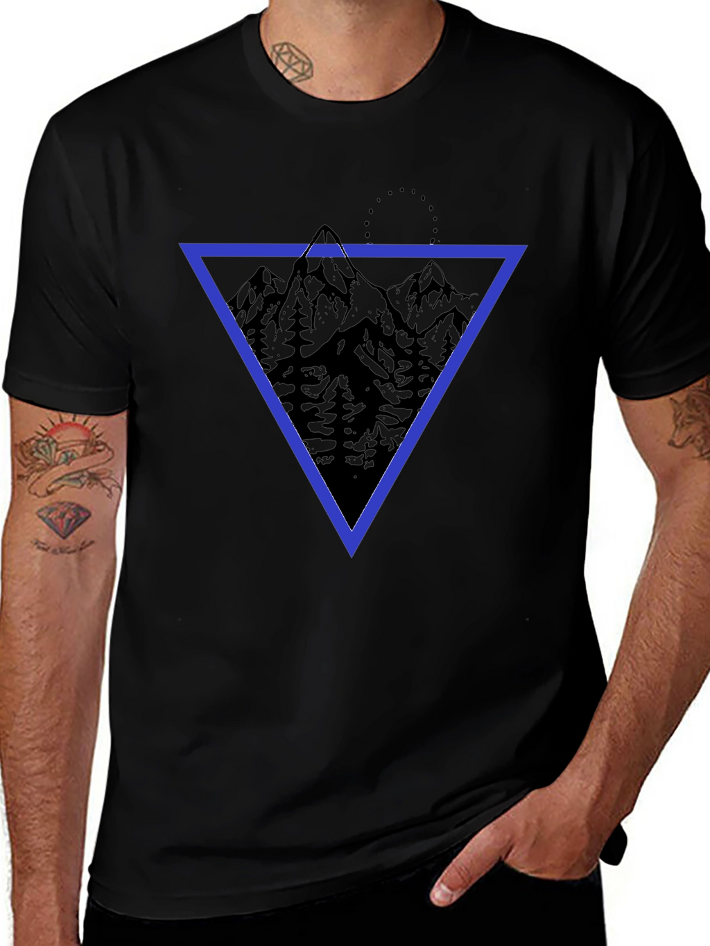 Geometric Mountain Print T-Shirt