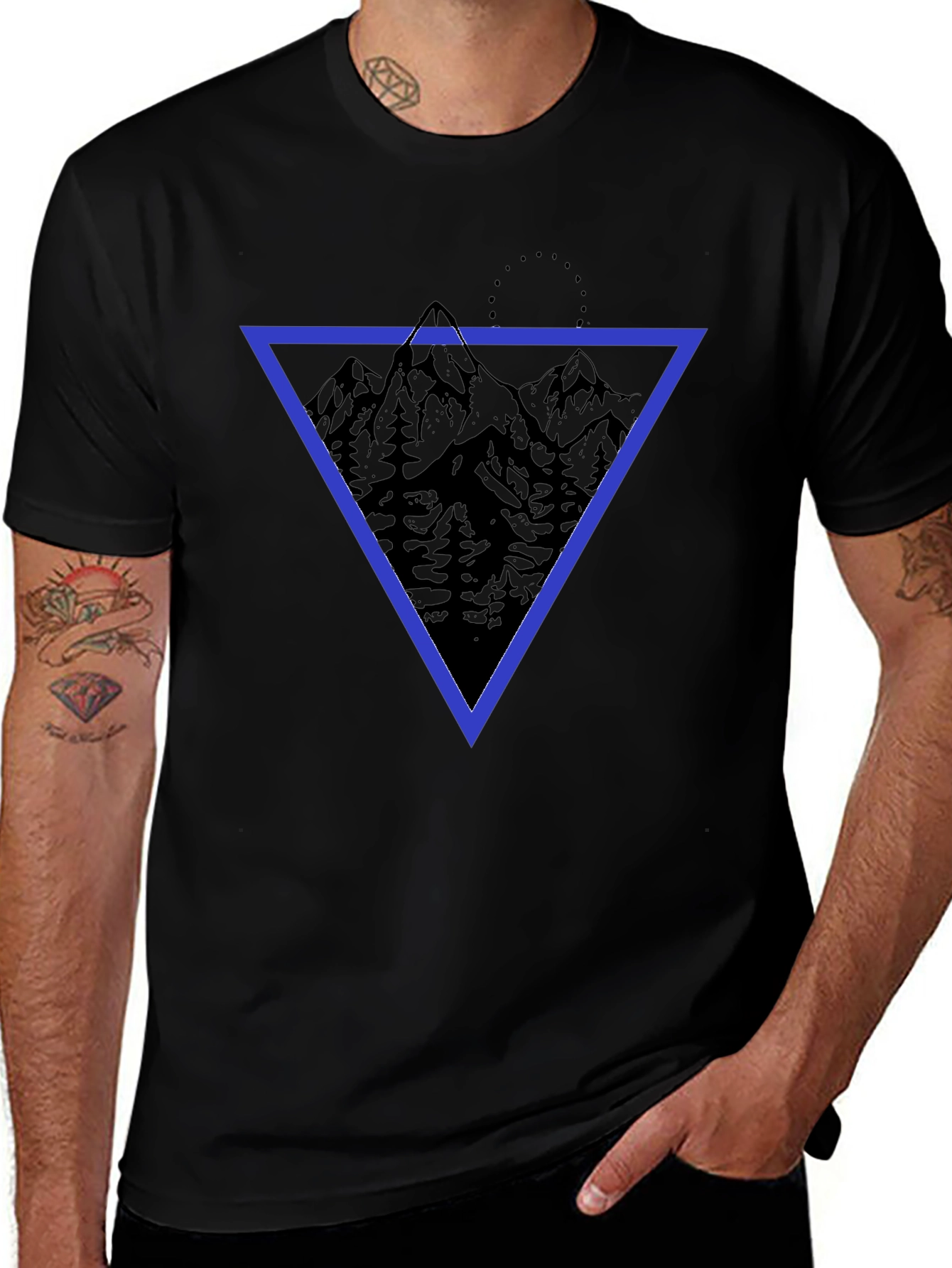 Geometric Mountain Print T-Shirt