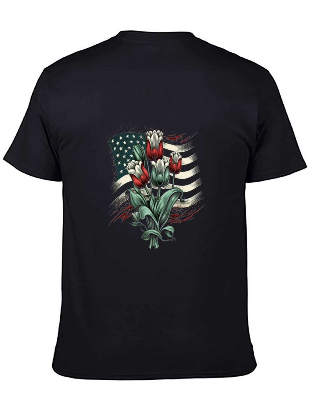 American Flag Tulips Graphic T-Shirt