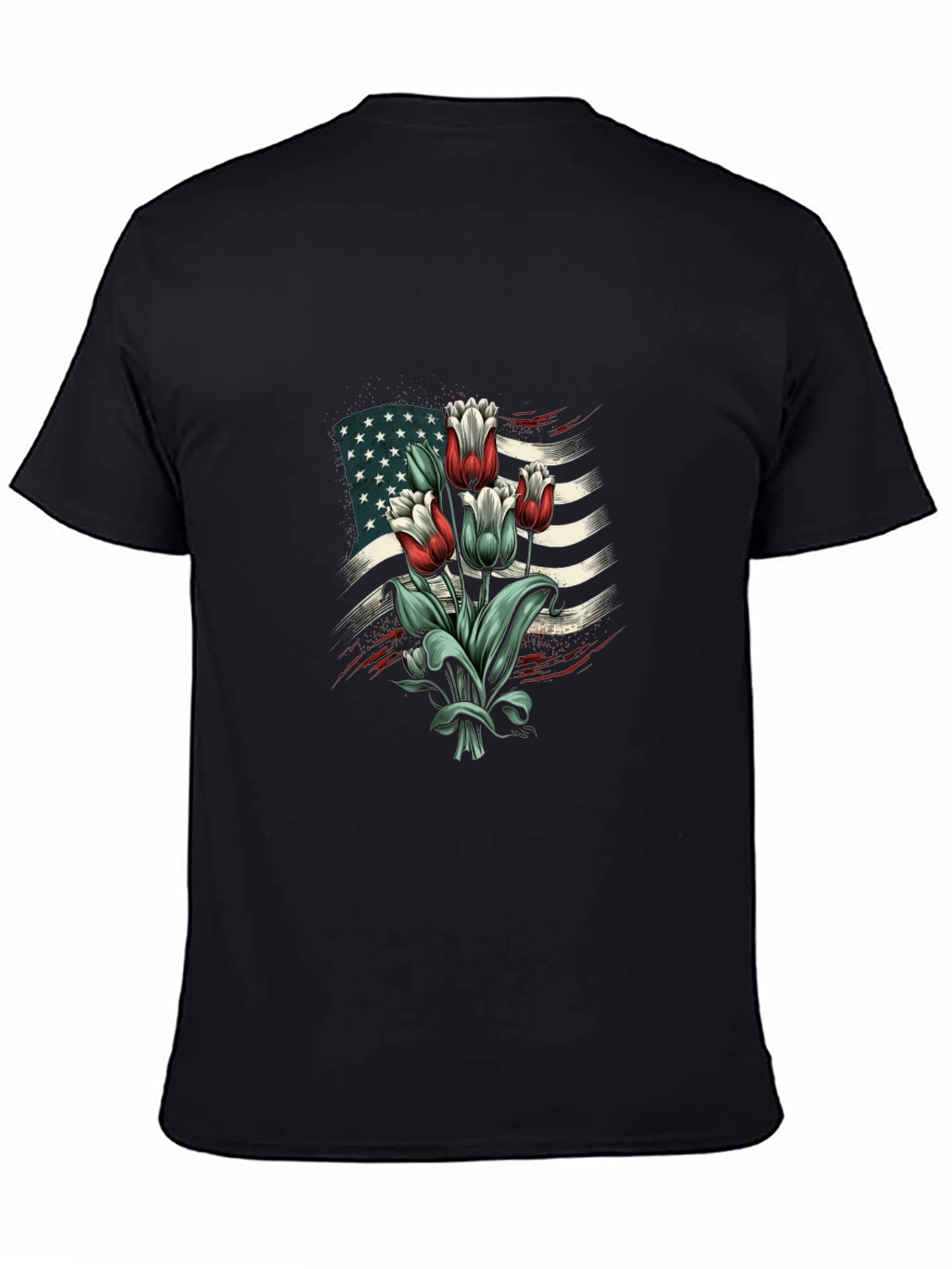 American Flag Tulips Graphic T-Shirt